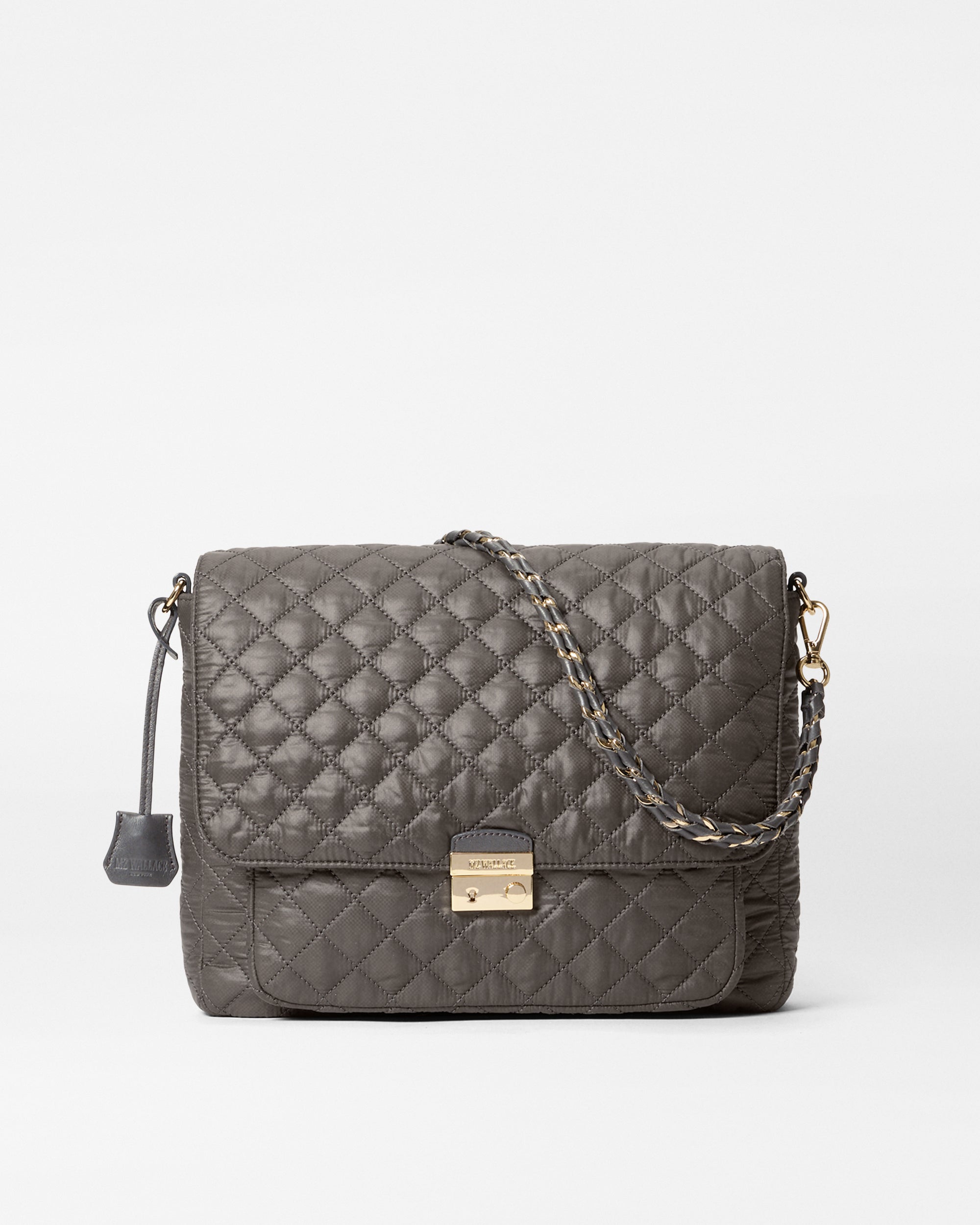 MZ Wallace Magnet Gray Large Crosby Lock Crossbody Bag - Luxury