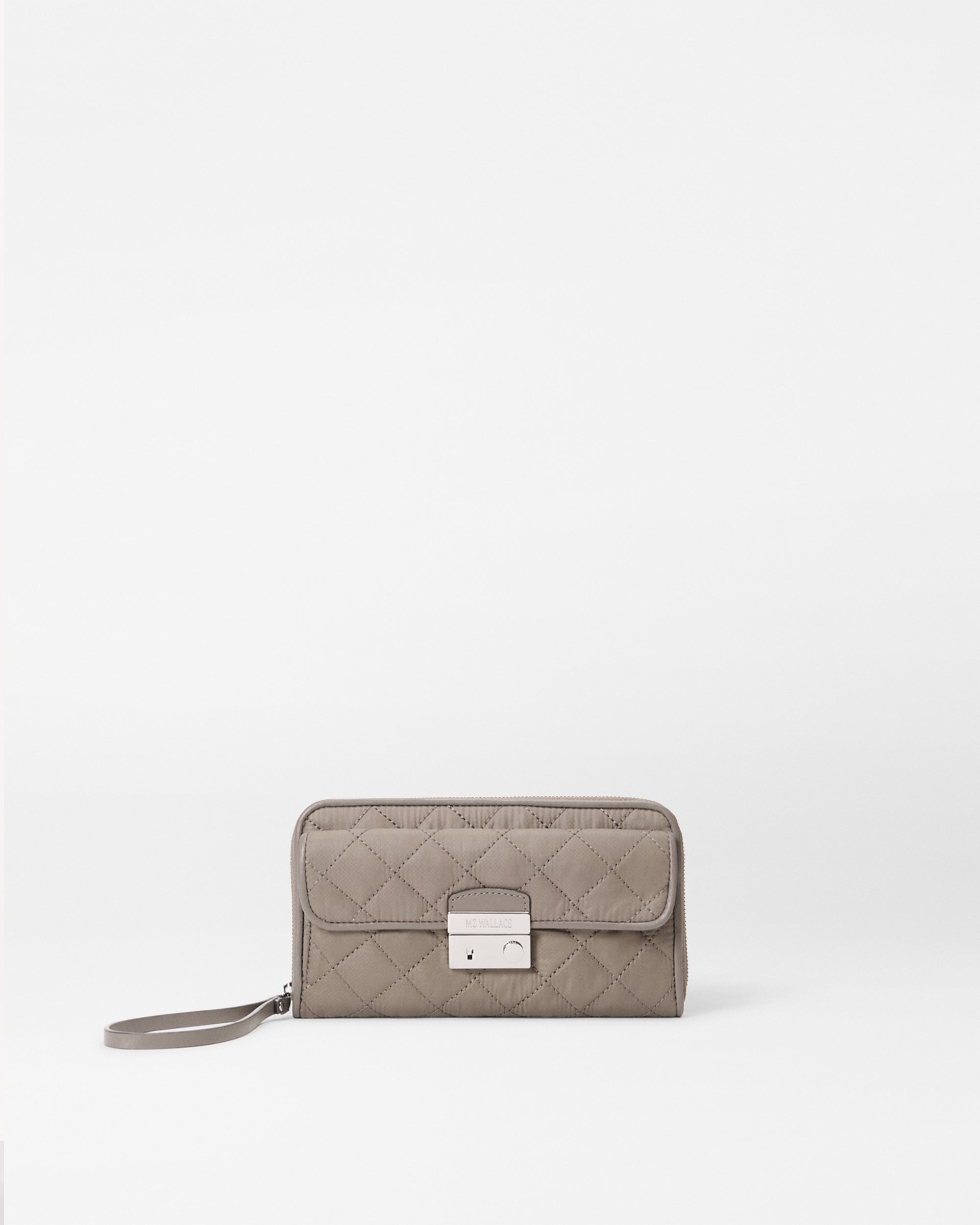 MZ Wallace Morning Dove Taupe Crosby Lock Wristlet - Luxury