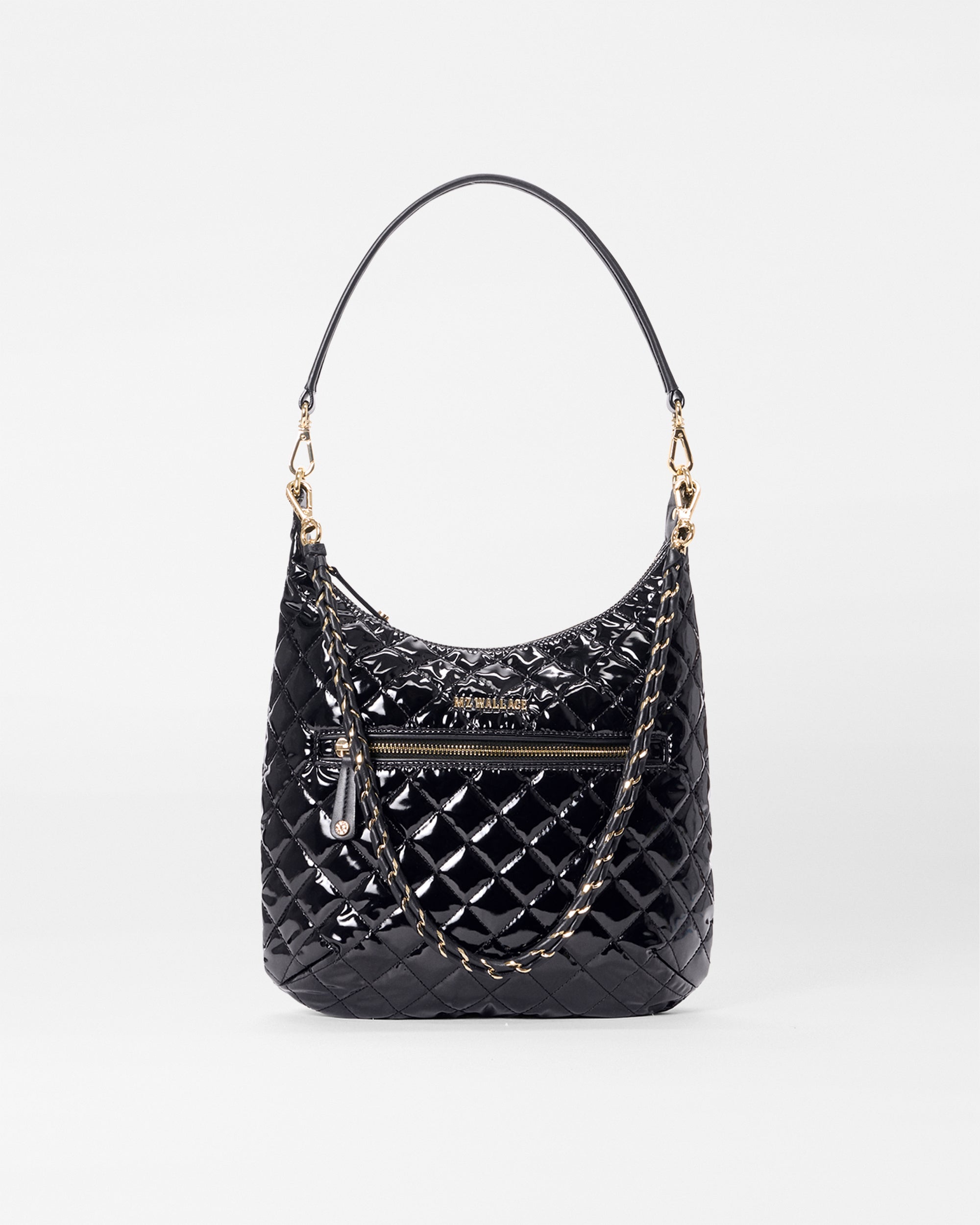 まぁ MZ Wallace Shiny Black Lacquer Crosby Sienna Handbag | MZ Wallace