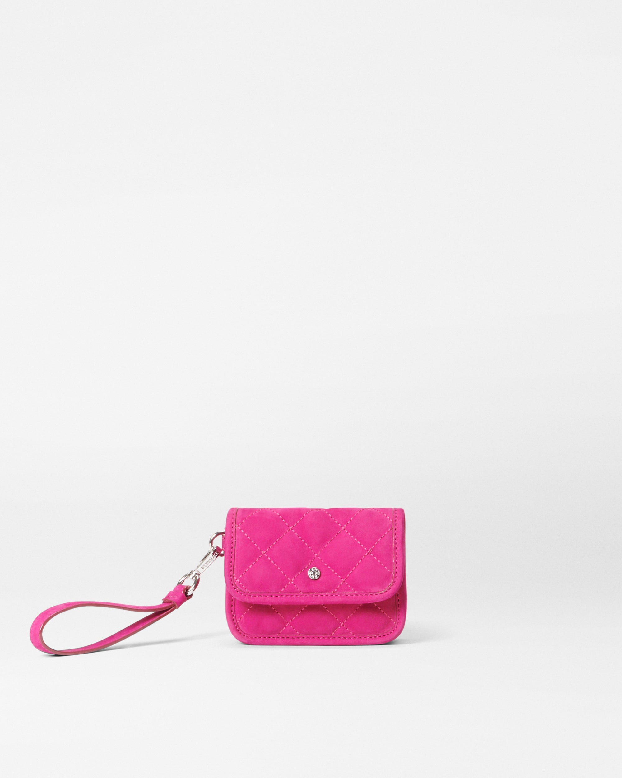MZ Wallace Raspberry Red Nubuck Leather Metro Snap Wristlet | MZ