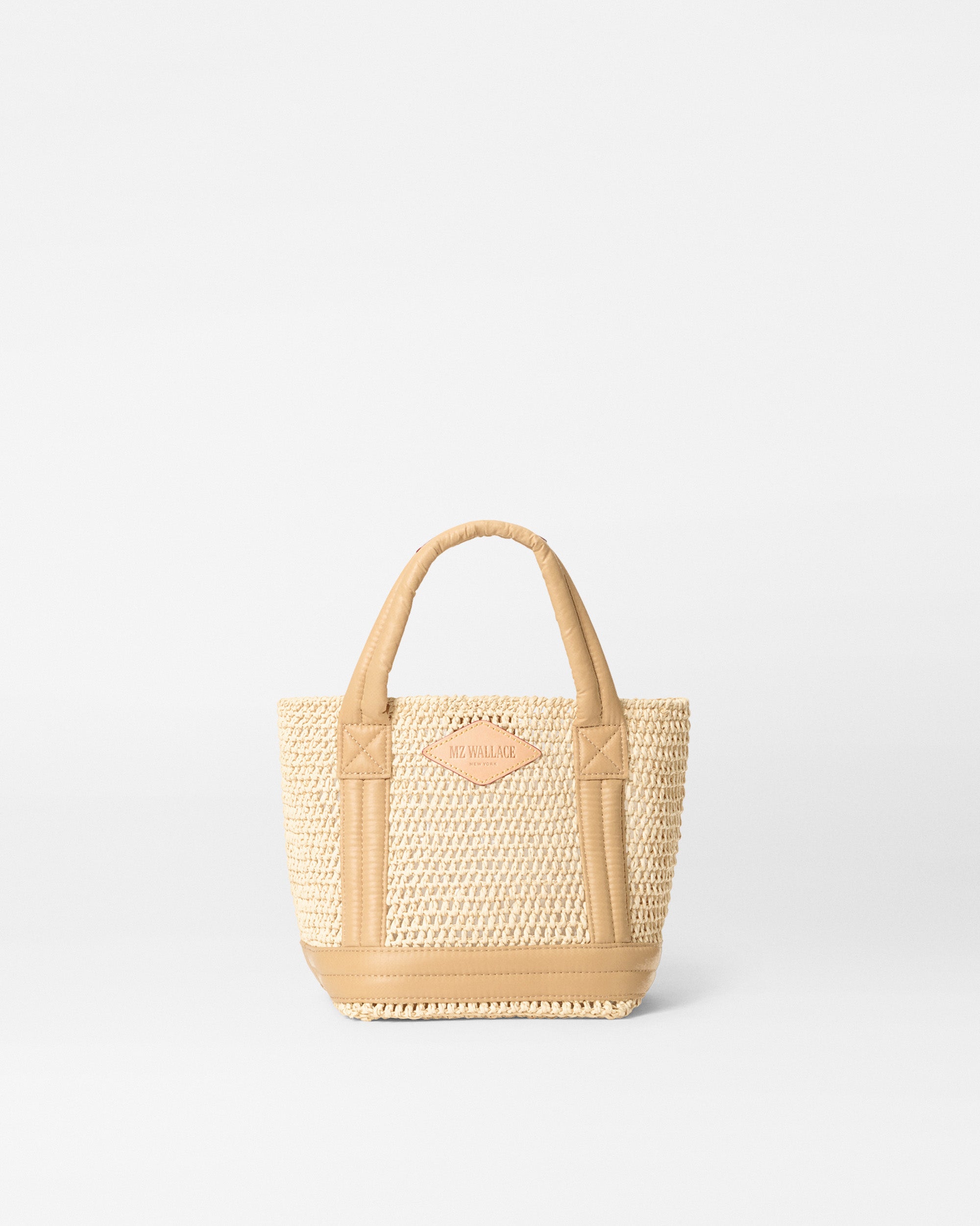 monzee ミニトート MZ Wallace Crochet Camel Mini Crochet Tote Bag - Luxury Tote