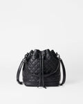 Black Quilted Leather Small Drawstring Bucket Bag - MZ WALLACE