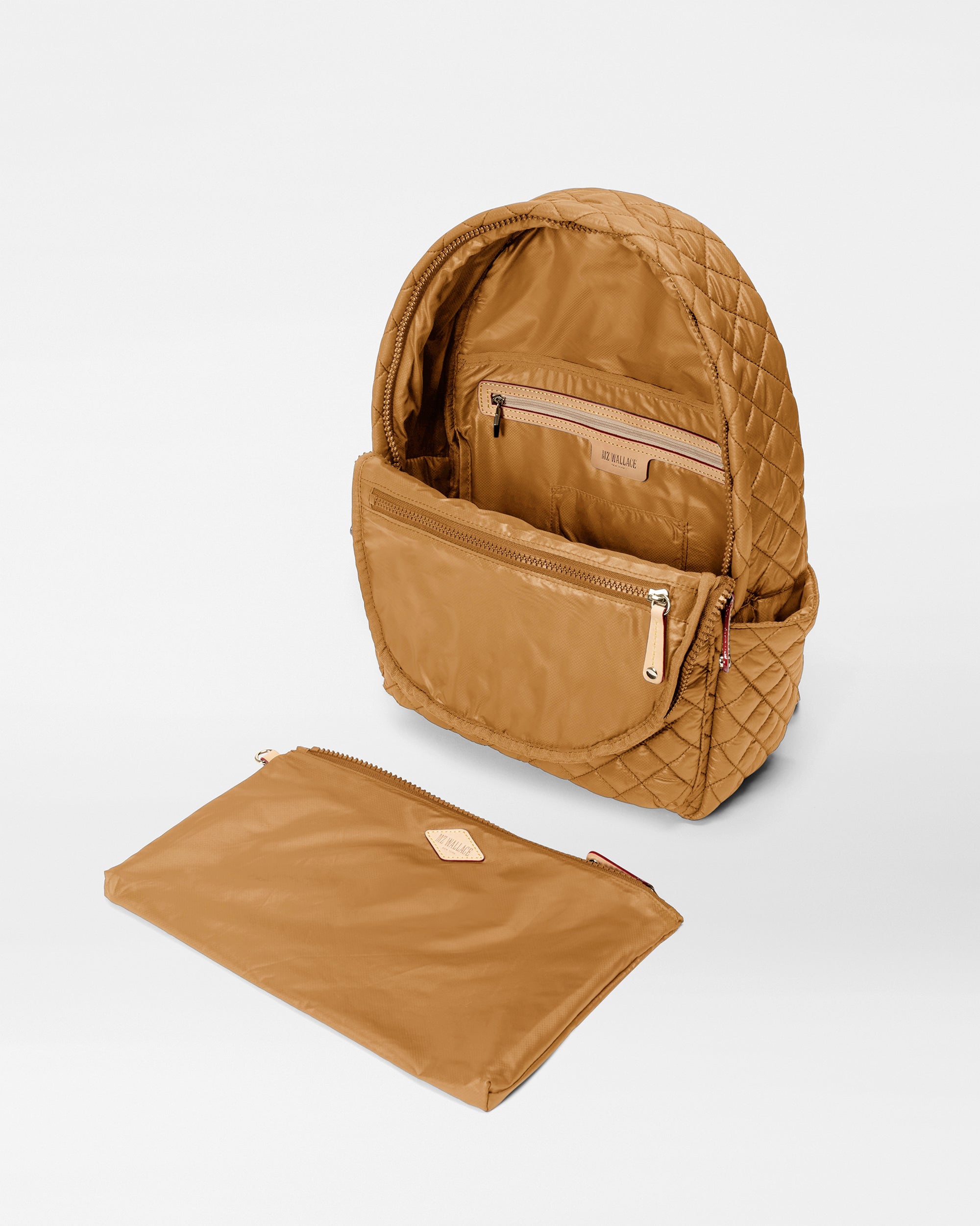 Open MZ Wallace Amber Backpack with accessories