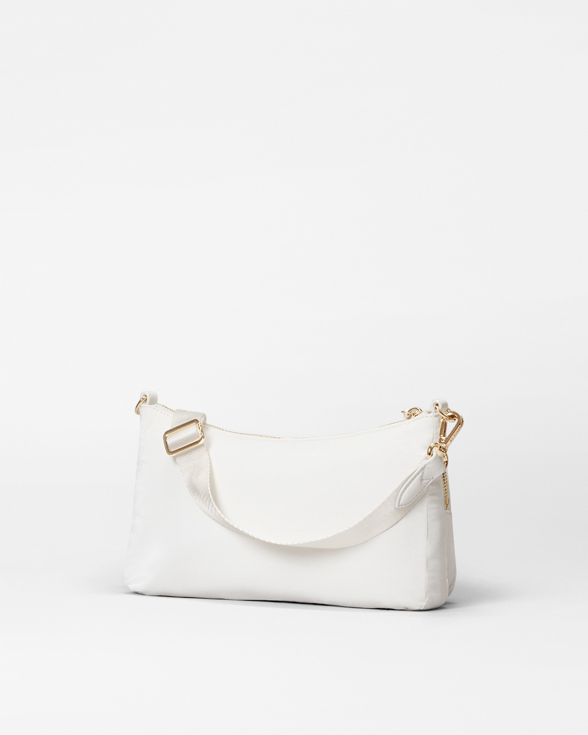 MZ Wallace Chalk White Liquid Chelsea Petite Shoulder Bag - Small