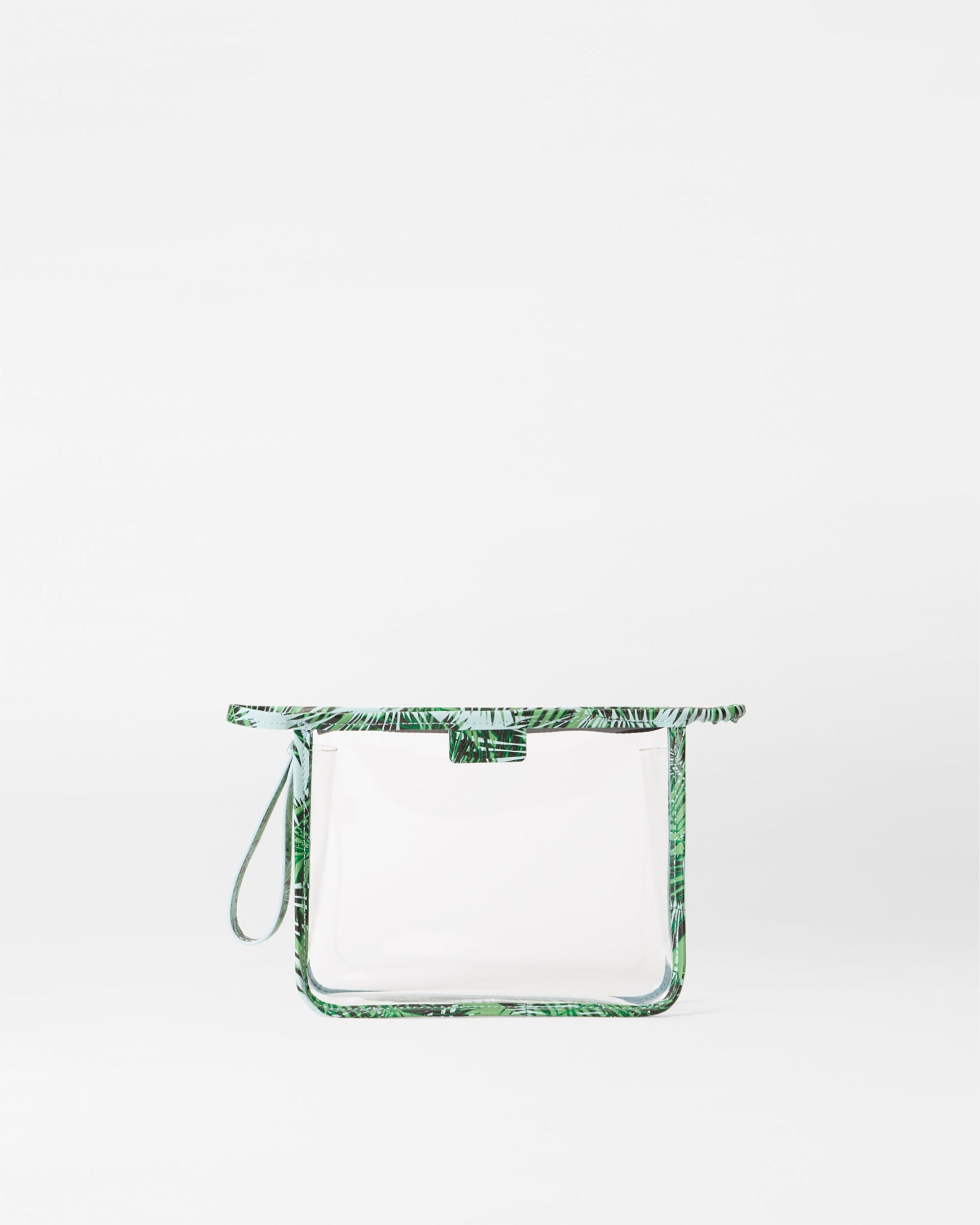 Clear With Tropical Palm Small Clear Metro Clutch