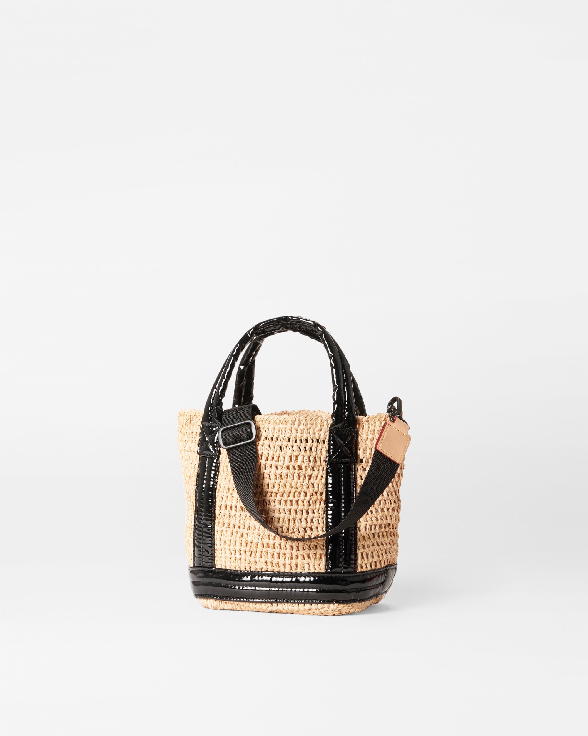 Raffia/Black Lacquer Mini Raffia Tote – MZ Wallace Online