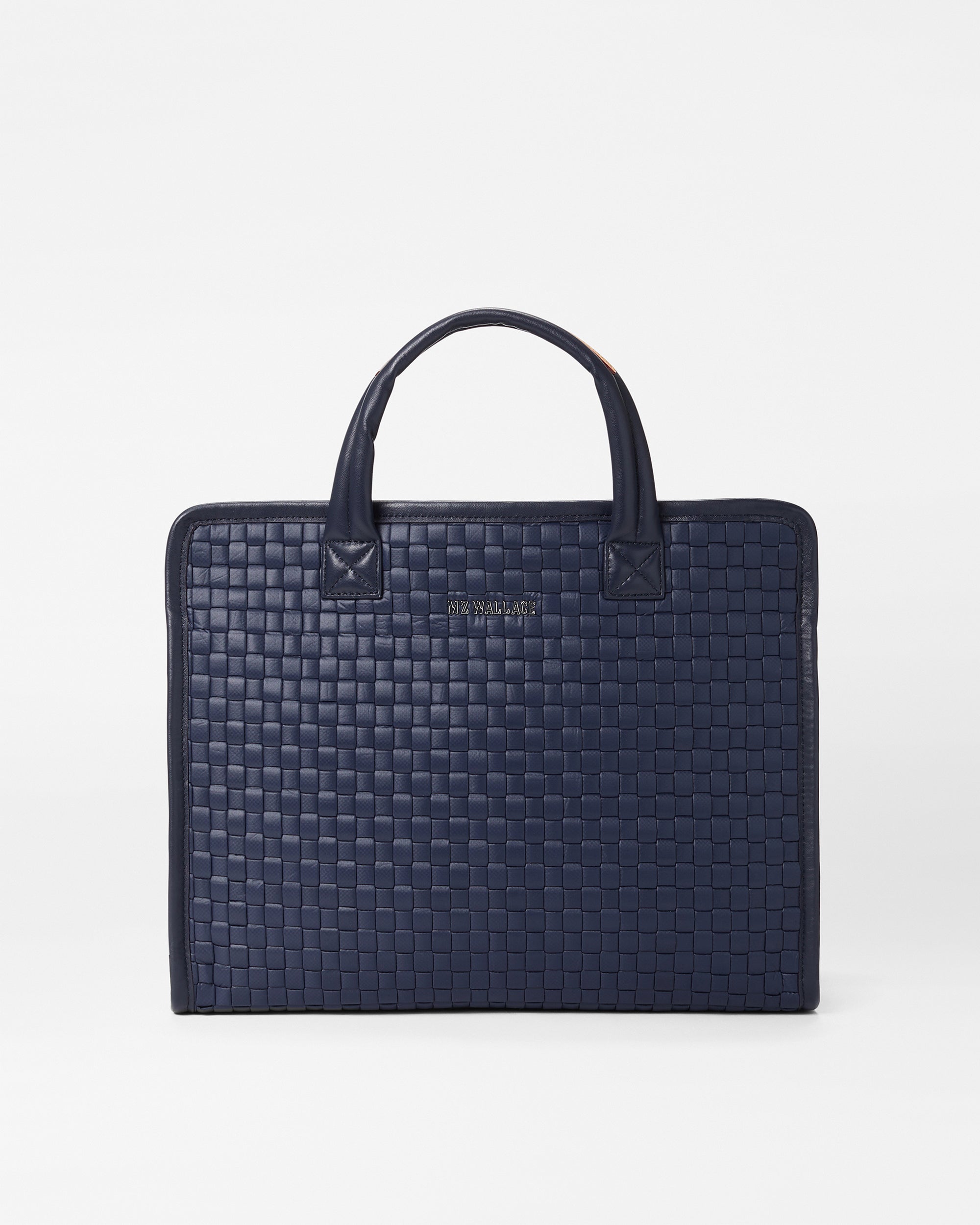 Navy Medium Woven Box Tote