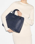 Navy Medium Woven Box Tote