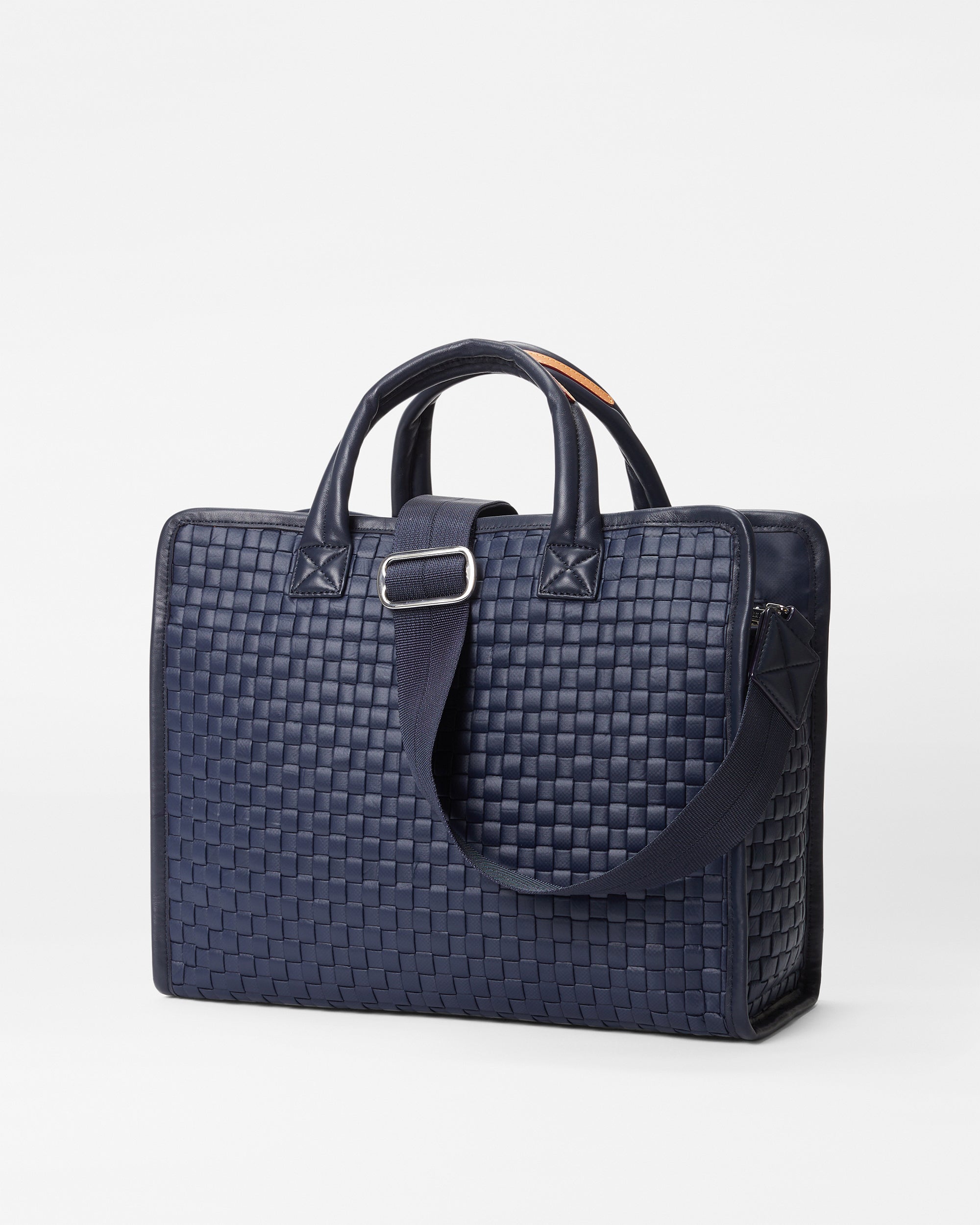 Navy Medium Woven Box Tote