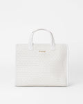 Pearl White Metallic Medium Woven Box Tote