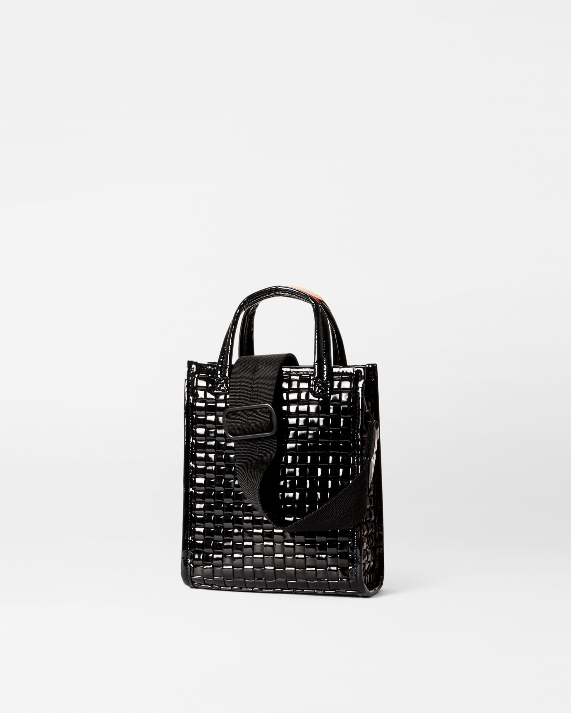 Black Lacquer Micro Woven Box Tote