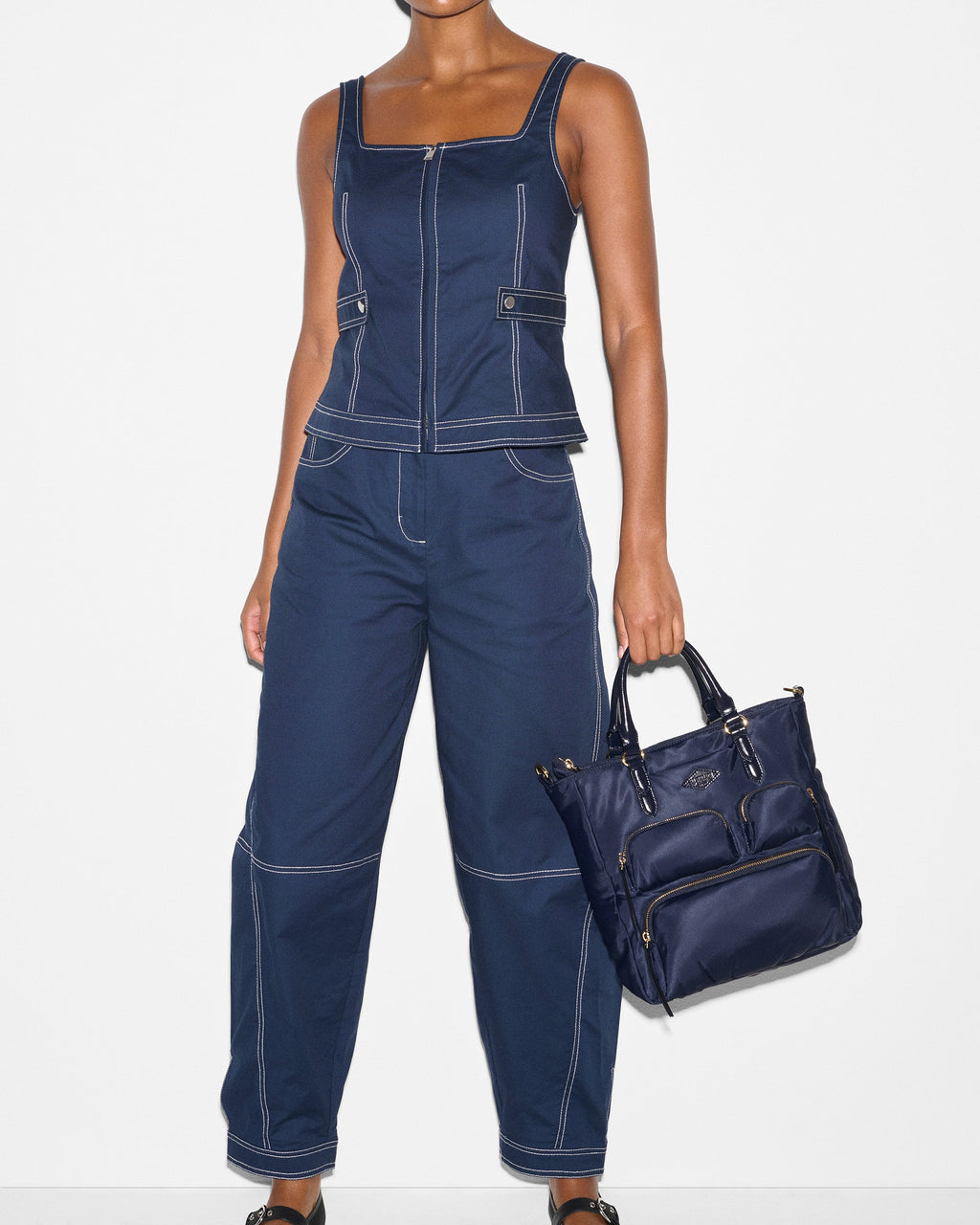 Navy Small Chelsea Top Handle Tote