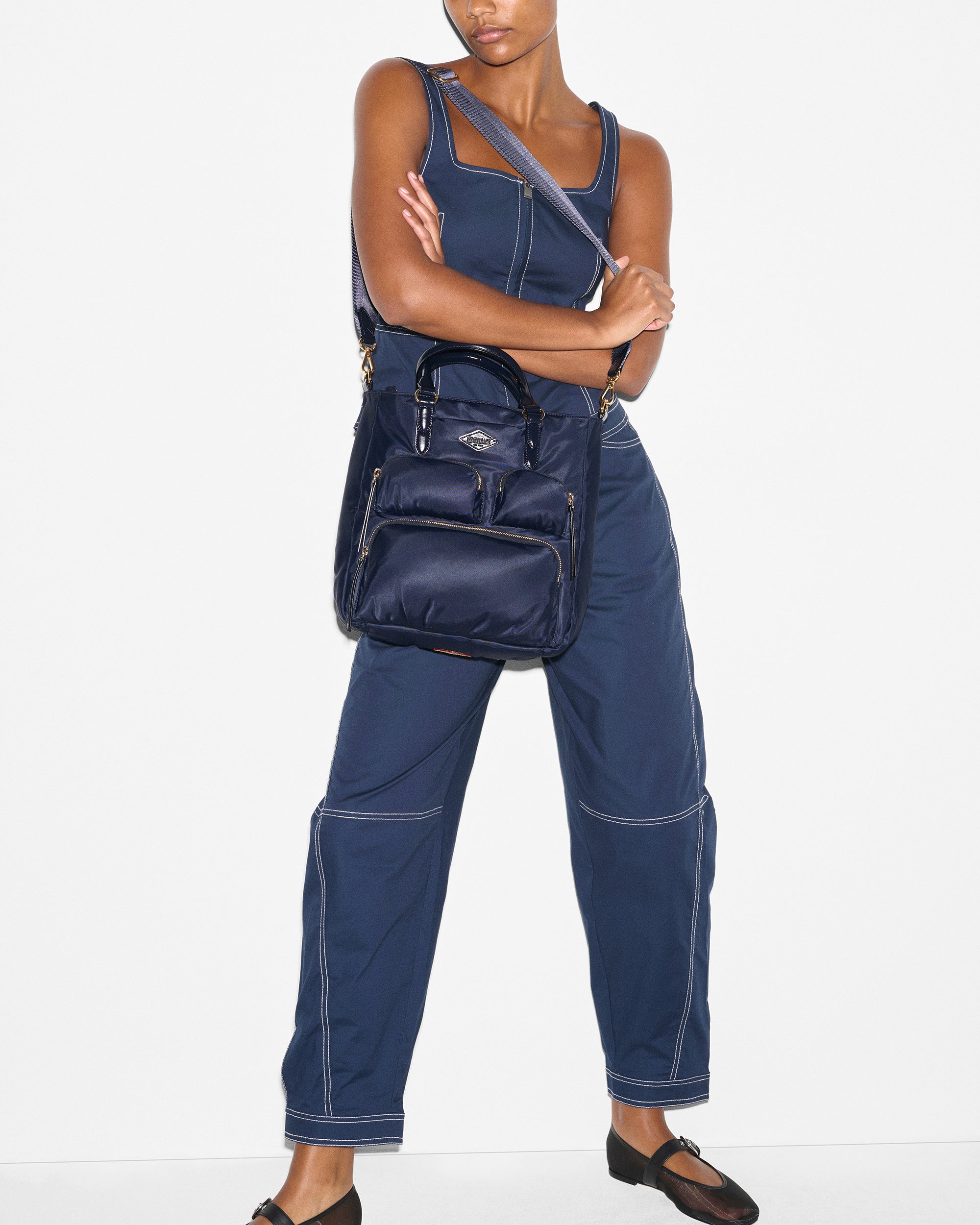Navy Small Chelsea Top Handle Tote