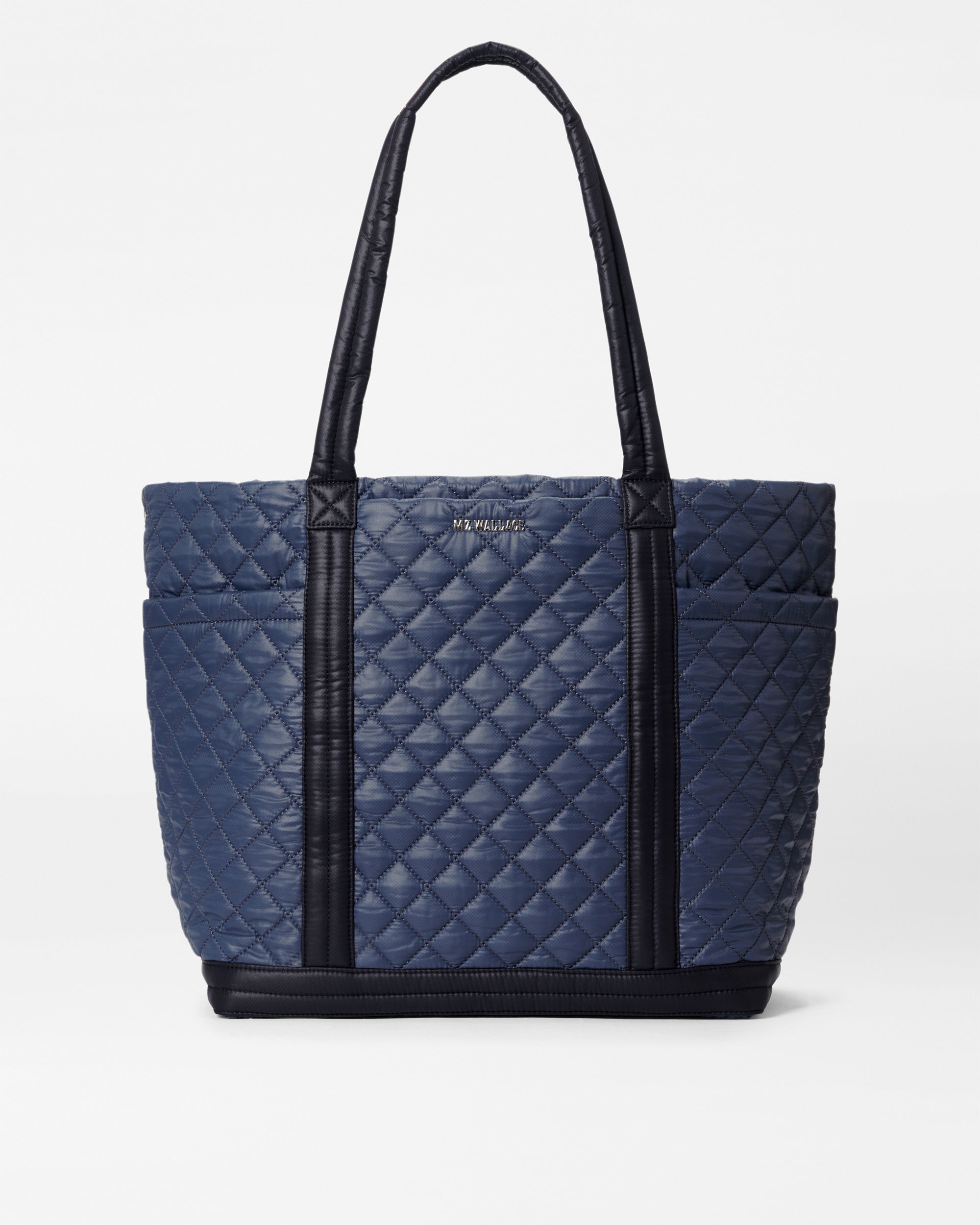 Large Empire Quilted Tote Bag in Navy/Black Color Block| MZ