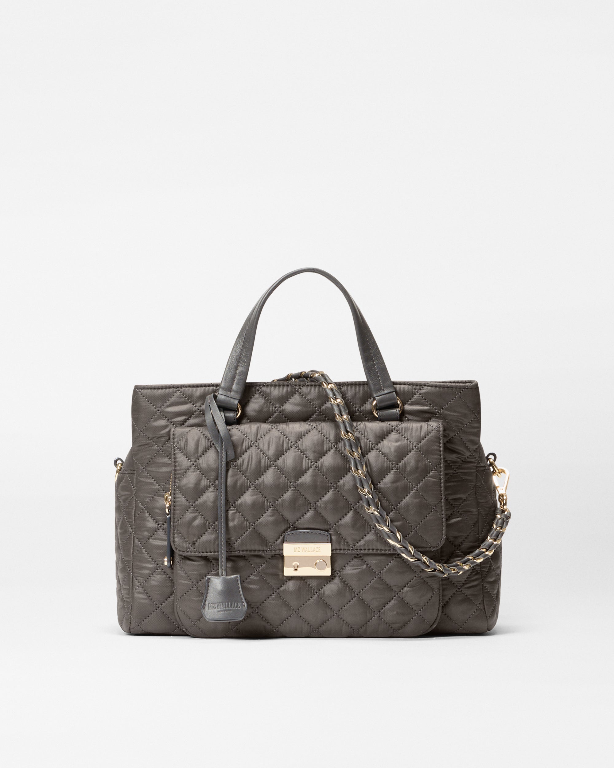 ミィ MZ Wallace Magnet Gray Crosby Lock Satchel Handbag - Luxury