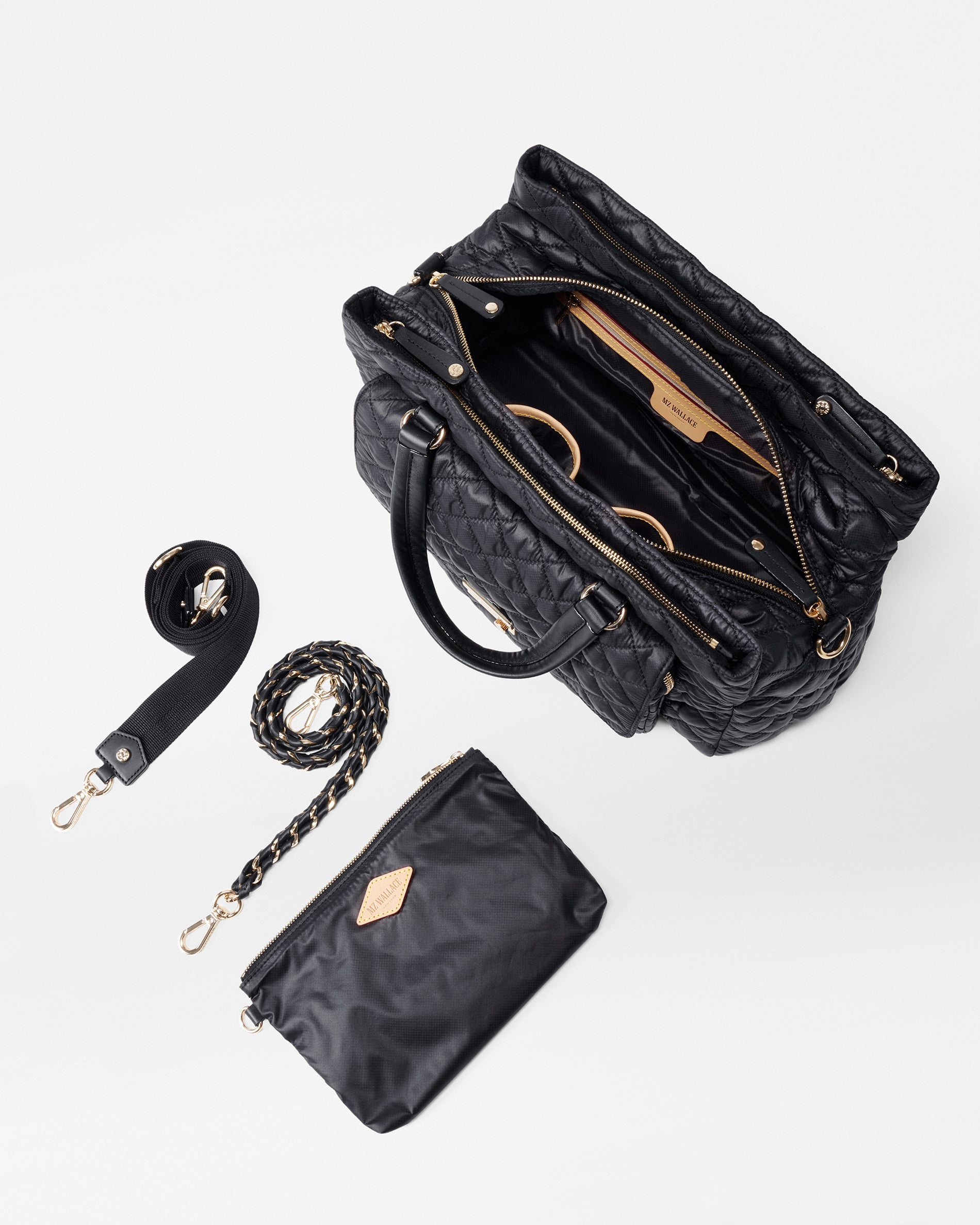 MZ Wallace Black Crosby Lock Satchel Handbag - Luxury Quilted
