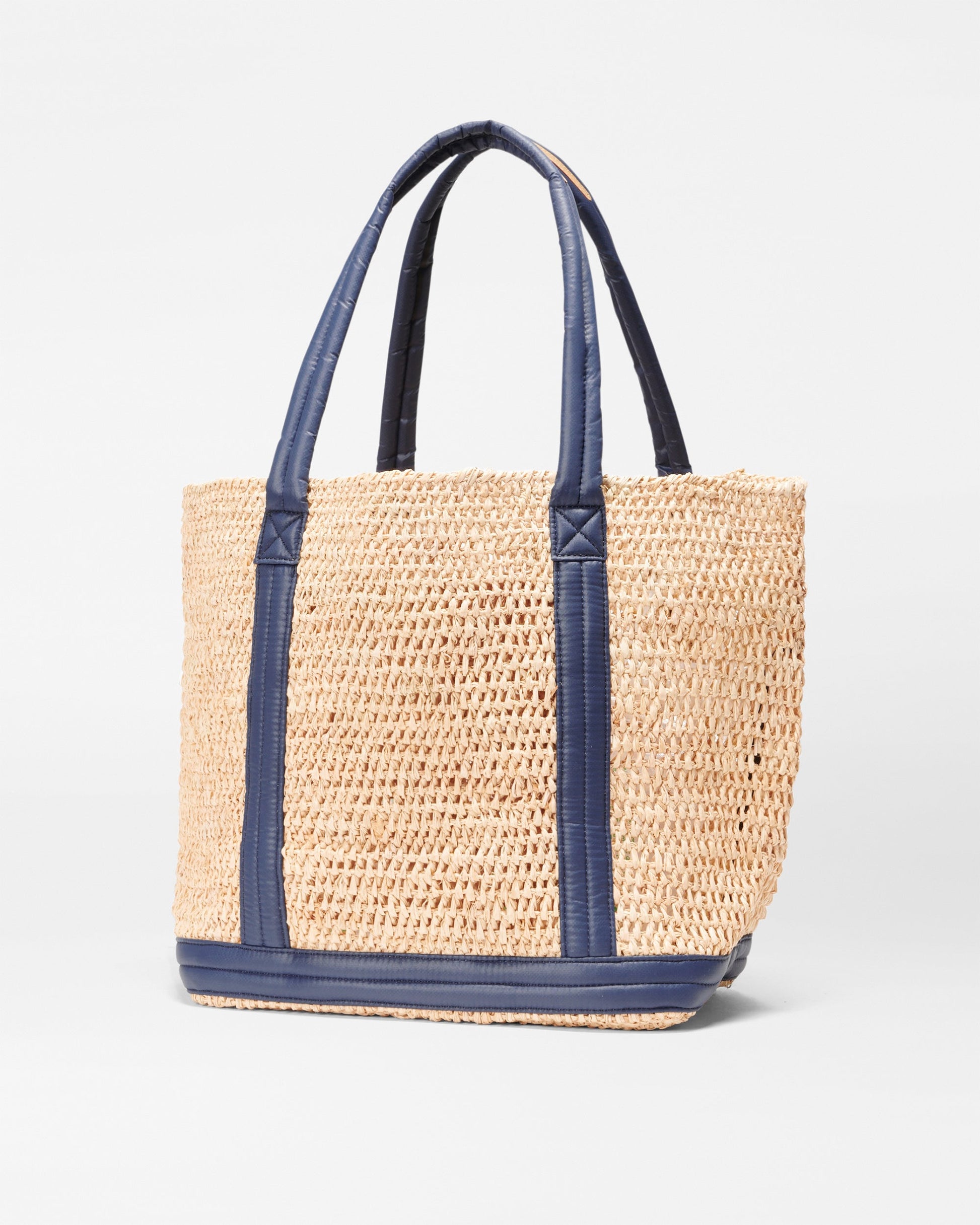 Raffia/Navy Medium Raffia Tote