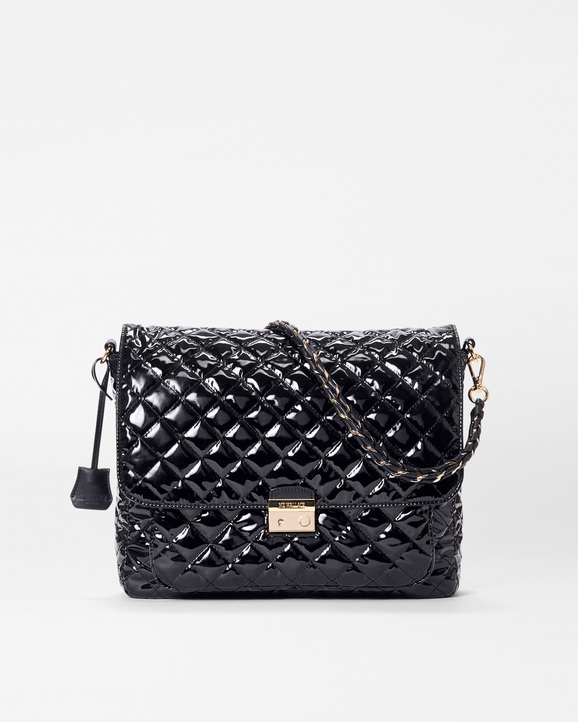 MZ Wallace Black Lacquer Large Crosby Lock Crossbody Bag | MZ