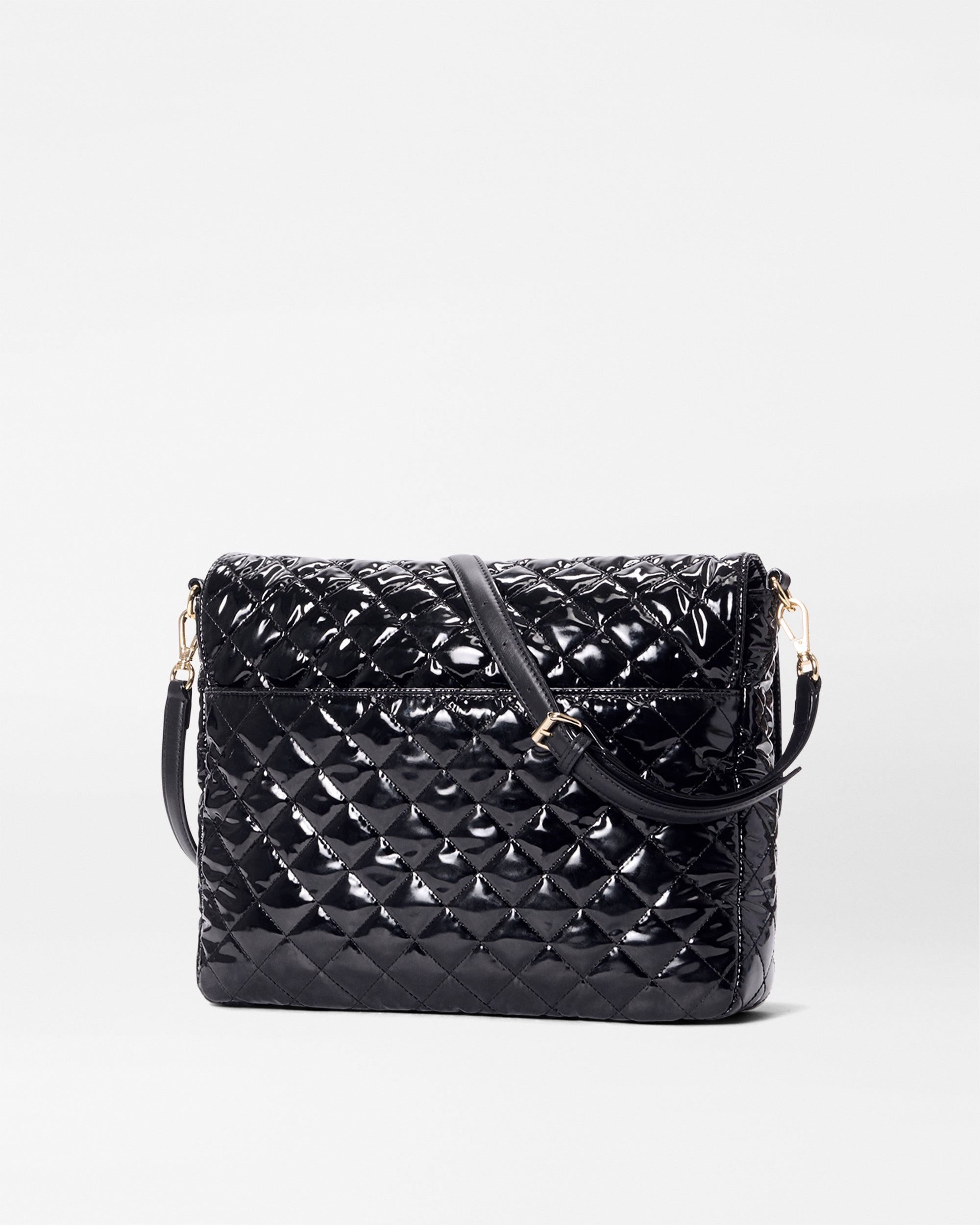 MZ Wallace Black Lacquer Large Crosby Lock Crossbody Bag | MZ