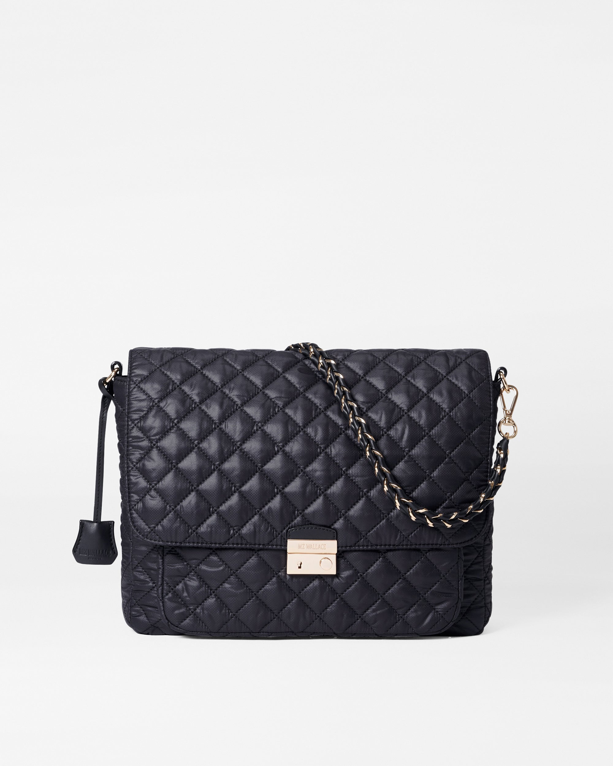 MZ Wallace Black Large Crosby Lock Crossbody Bag - Luxury Quilted