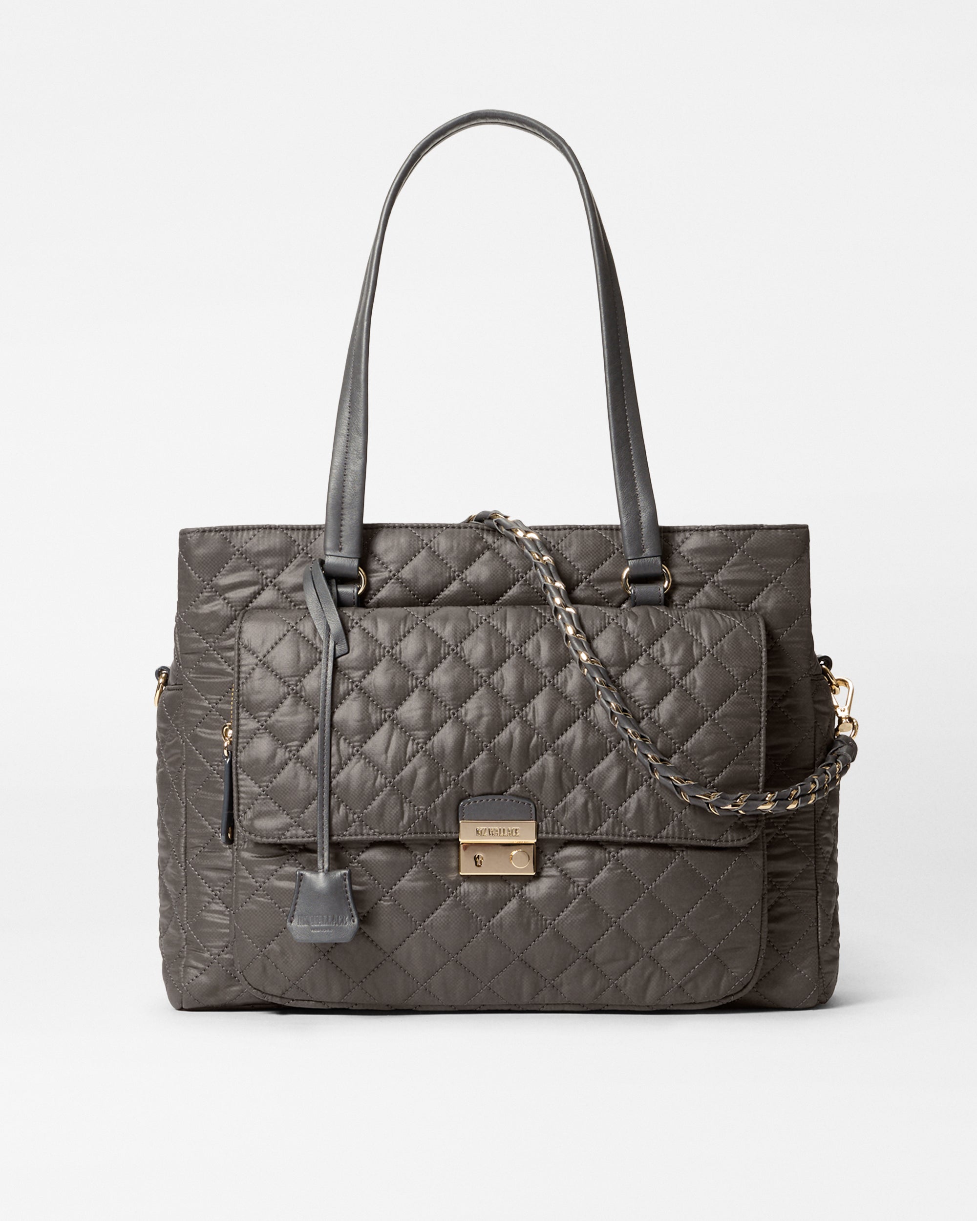 MZ Wallace Magnet Gray Crosby Lock Tote Bag - Luxury Tote Handbags