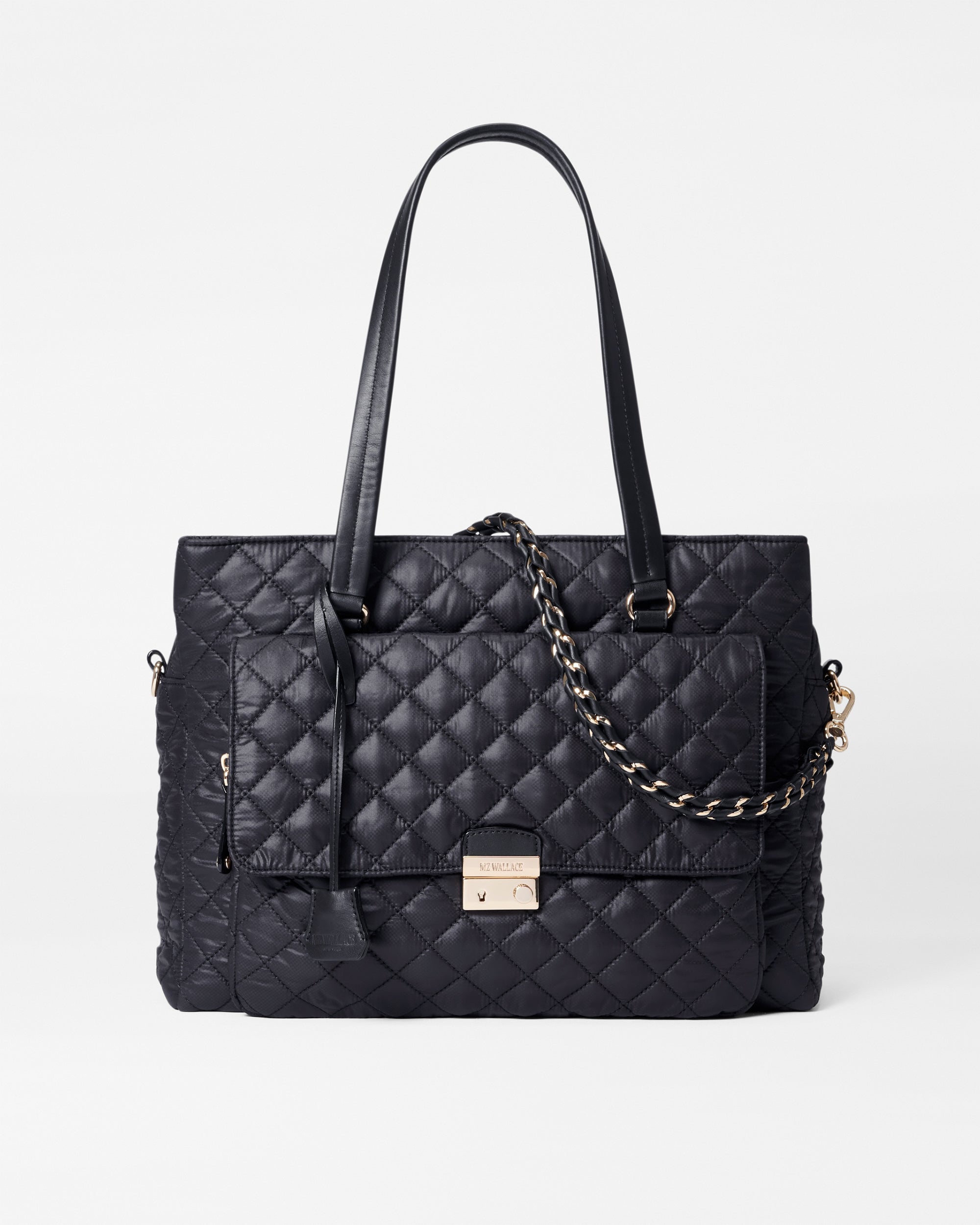 MZ Wallace Black Crosby Lock Tote Bag - Luxury Tote Handbags | MZ