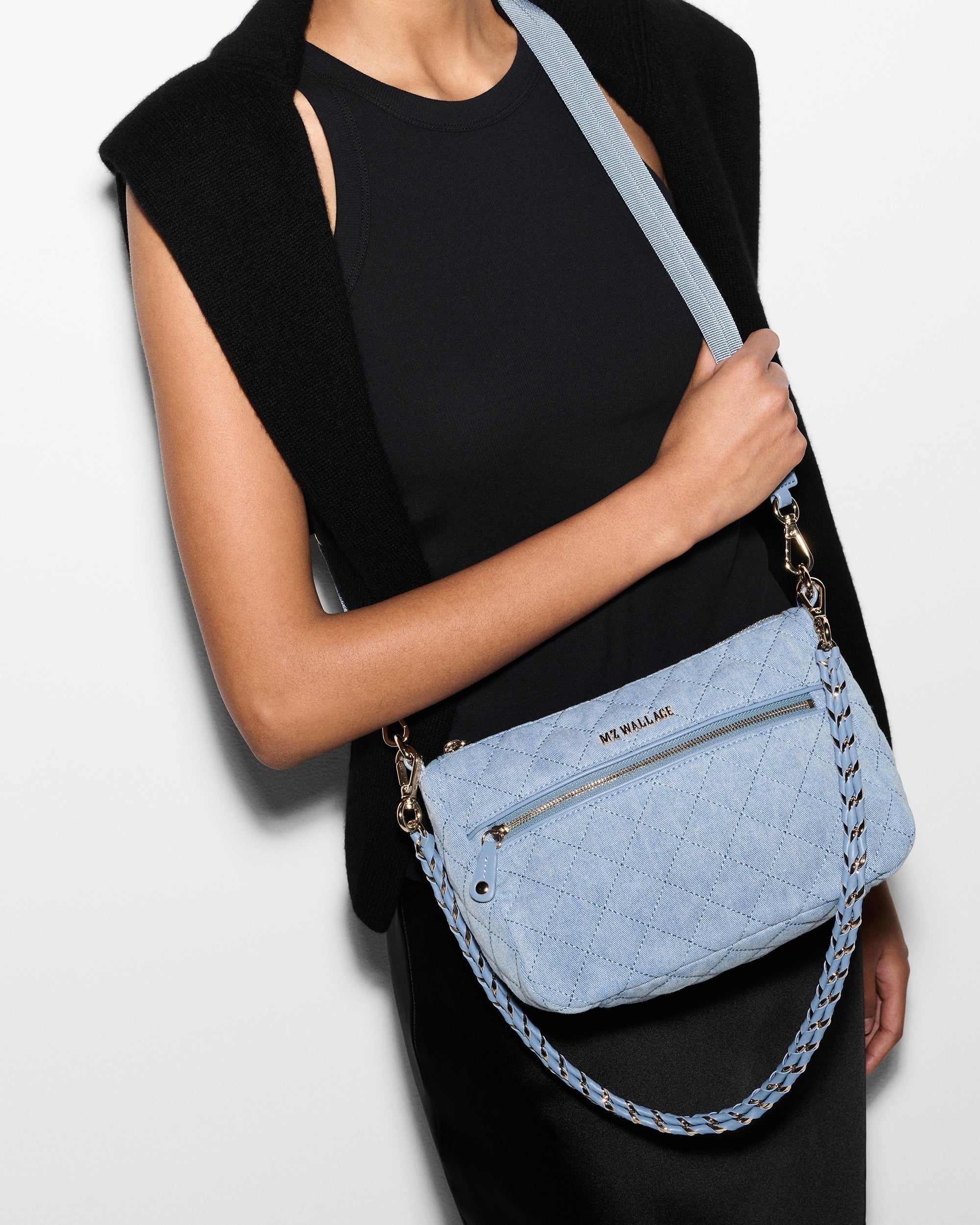 True Light Denim Crosby Ella Crossbody – MZ Wallace Online
