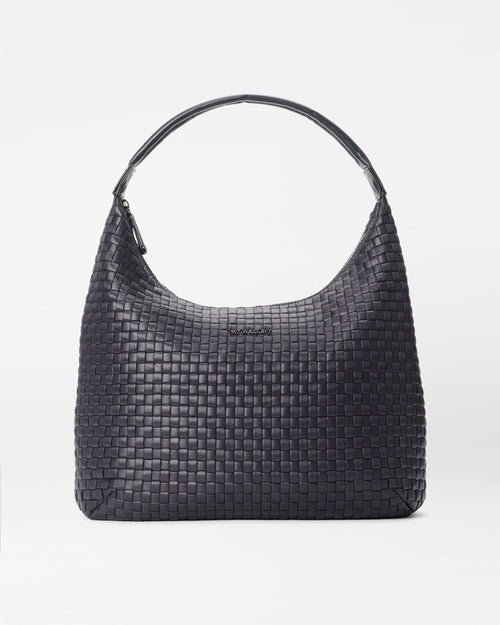 Large Black Woven Shoulder Bag