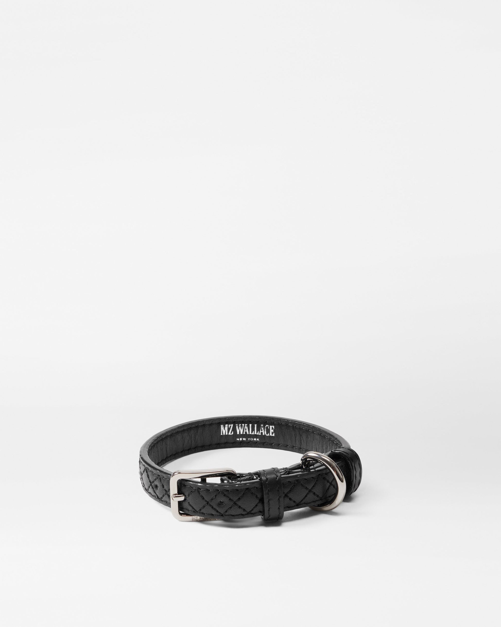 Black Leather Small MZW Dog Collar