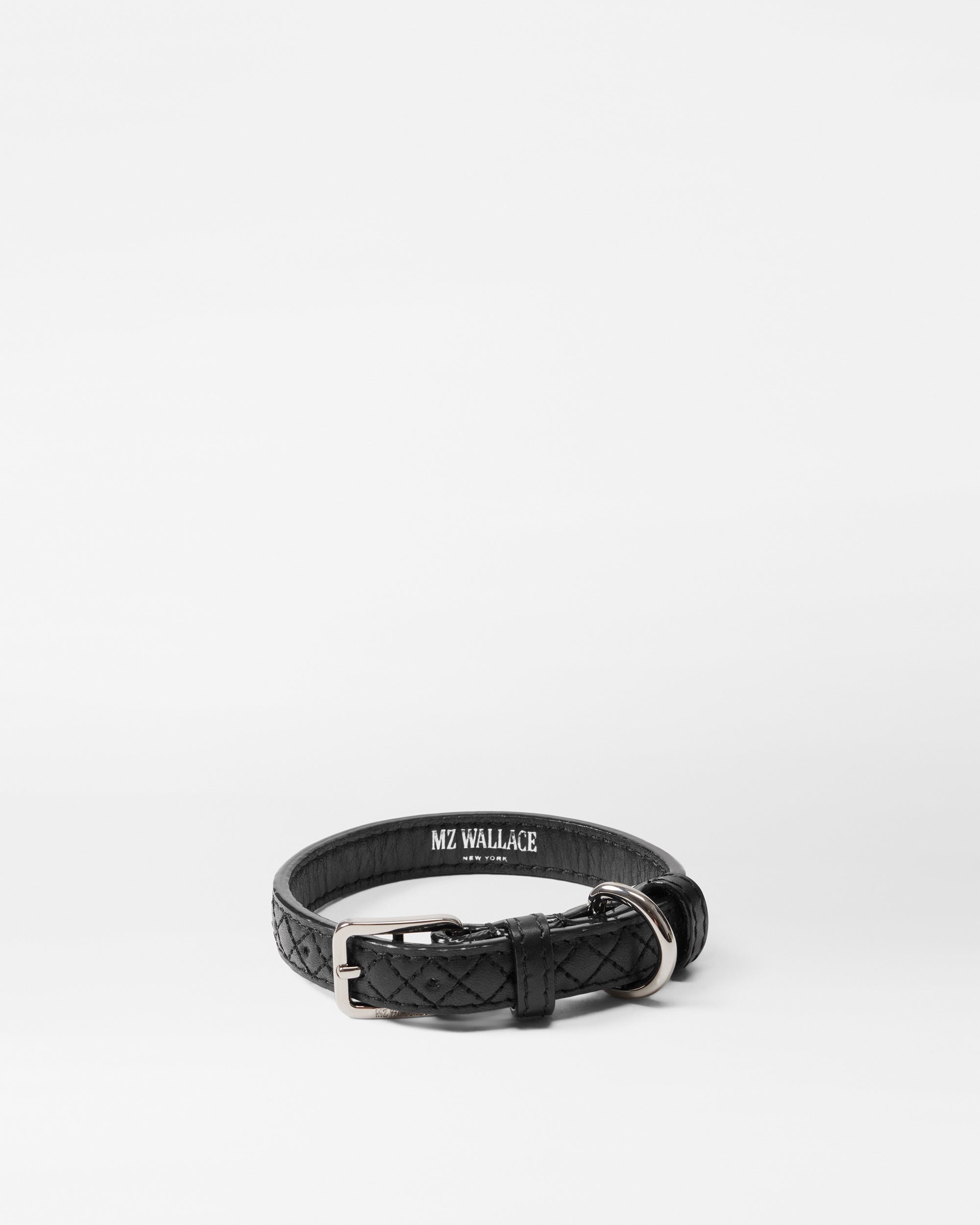 Black Leather Small MZW Dog Collar