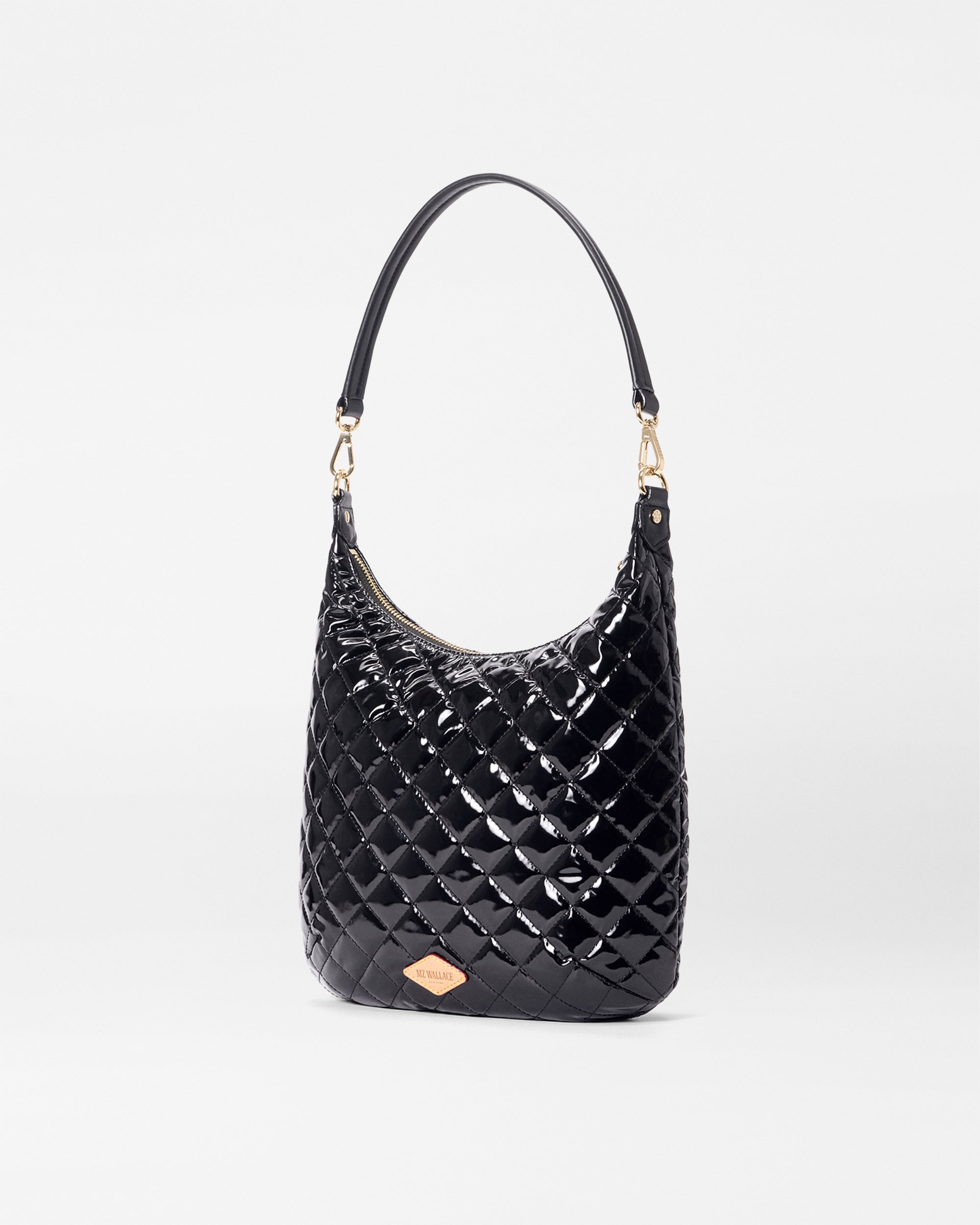 MZ Wallace Shiny Black Lacquer Crosby Sienna Handbag | MZ Wallace
