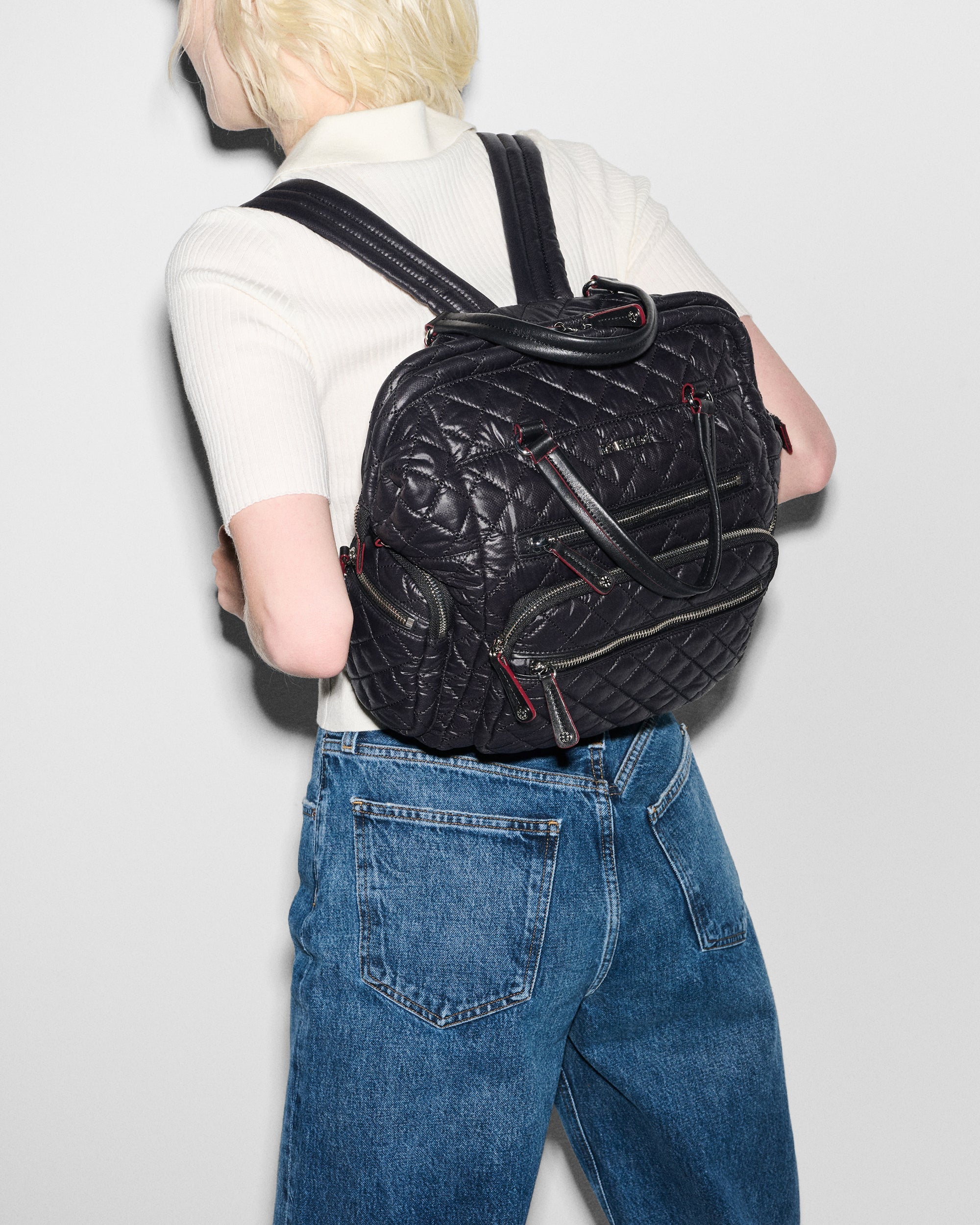 MZ Wallace Black Crosby Frame Backpack II - Luxury Quilted
