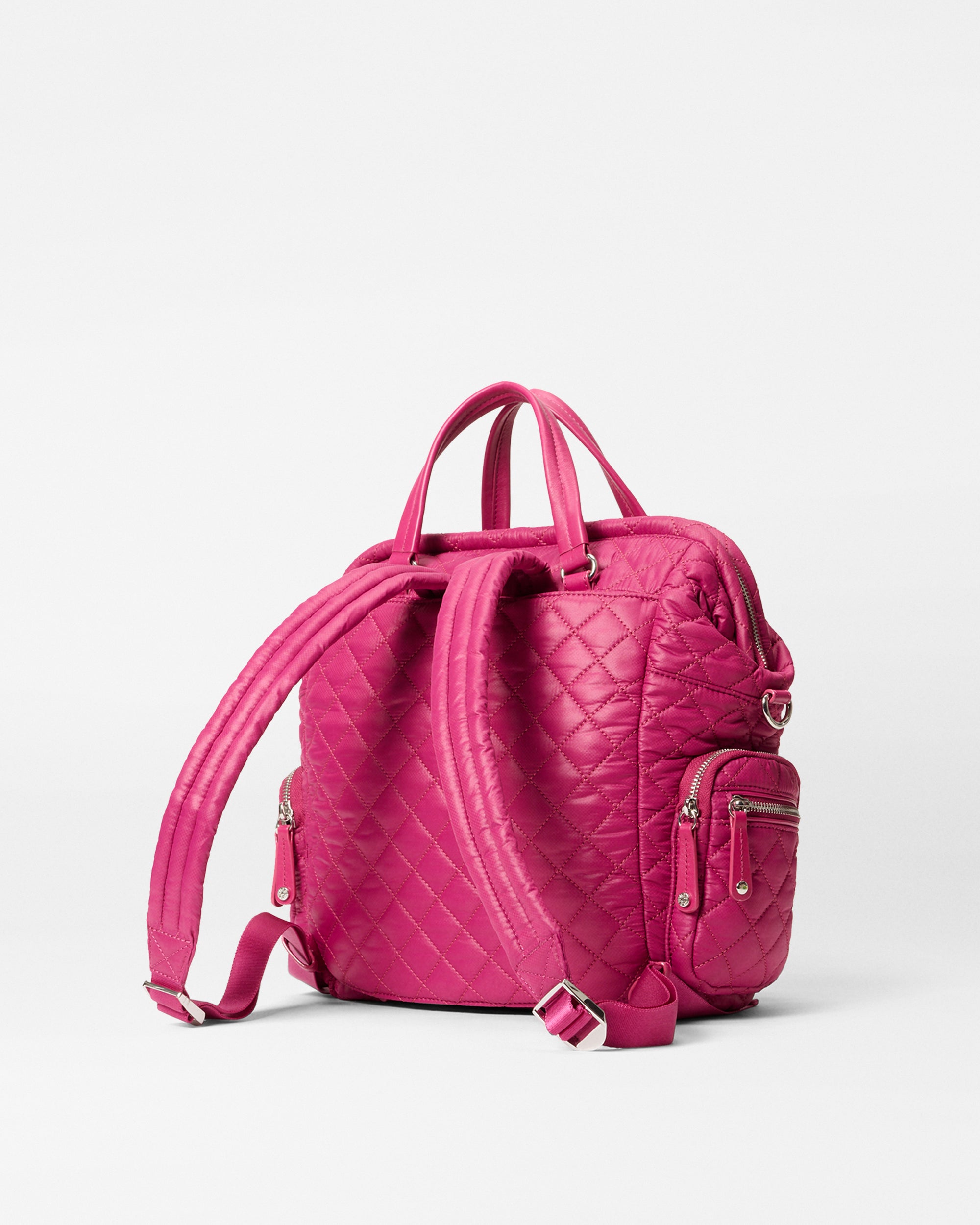 MZ Wallace Raspberry Red Crosby Frame Backpack II - Small Luxury