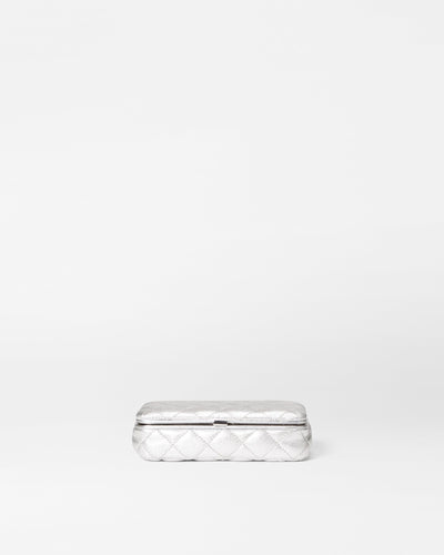 Silver Metallic Leather Medium Retro Frame Case