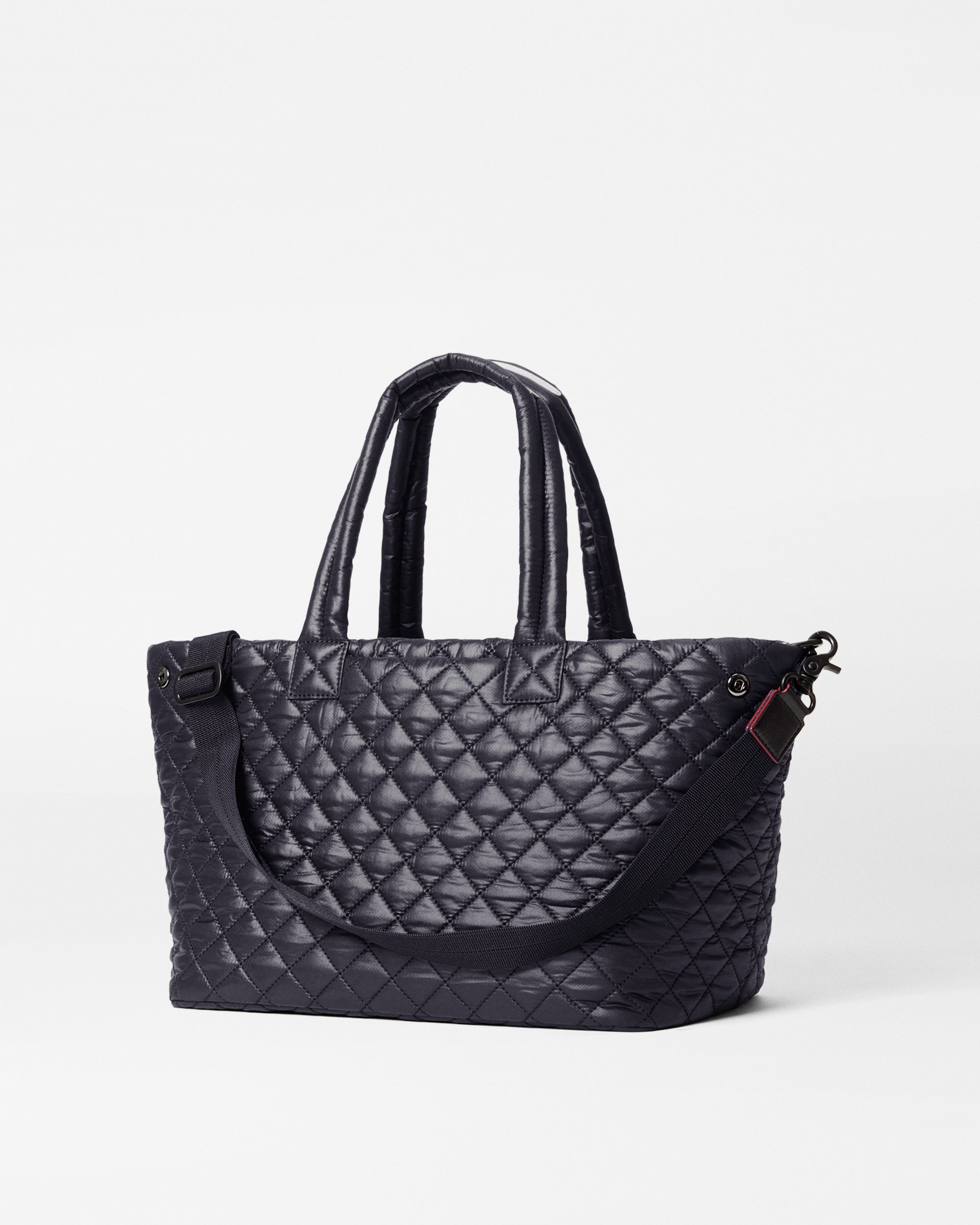 MZ Wallace Black Work Shoulder Bag back view with strap attached