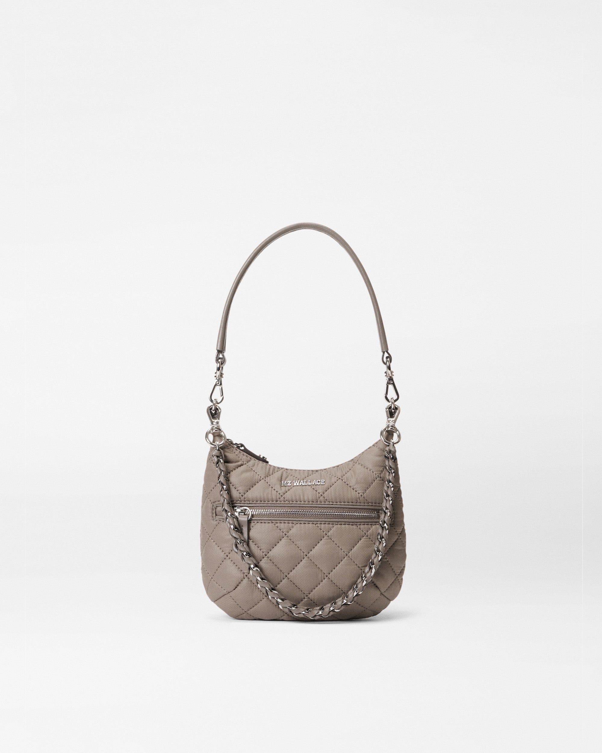 MZ Wallace Morning Dove Taupe Crosby Sienna Mini Hobo Handbag | MZ