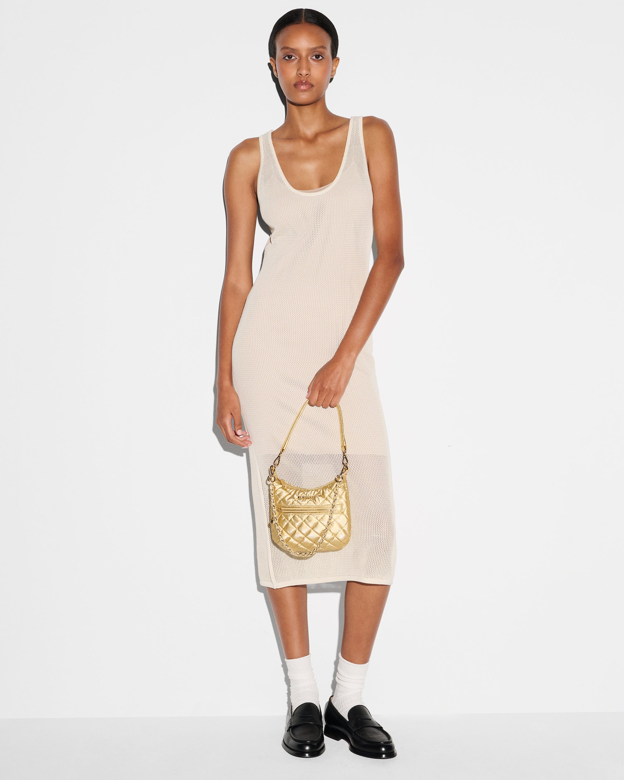 MZ Wallace Light Gold Pearl Crosby Sienna Mini Handbag | MZ