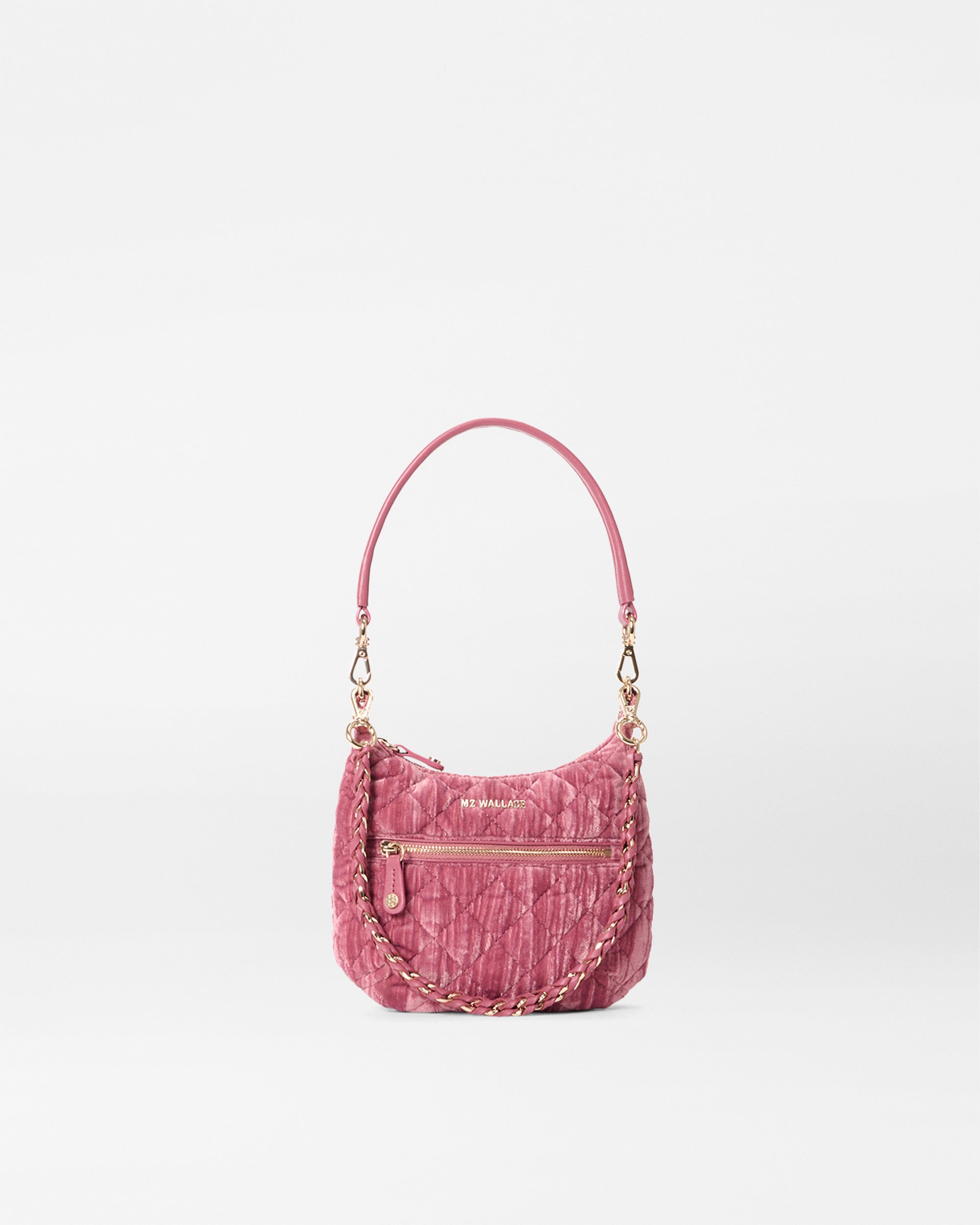 バッグ maina MZ Wallace Petal Pink Velvet Crosby Sienna Mini Handbag | MZ