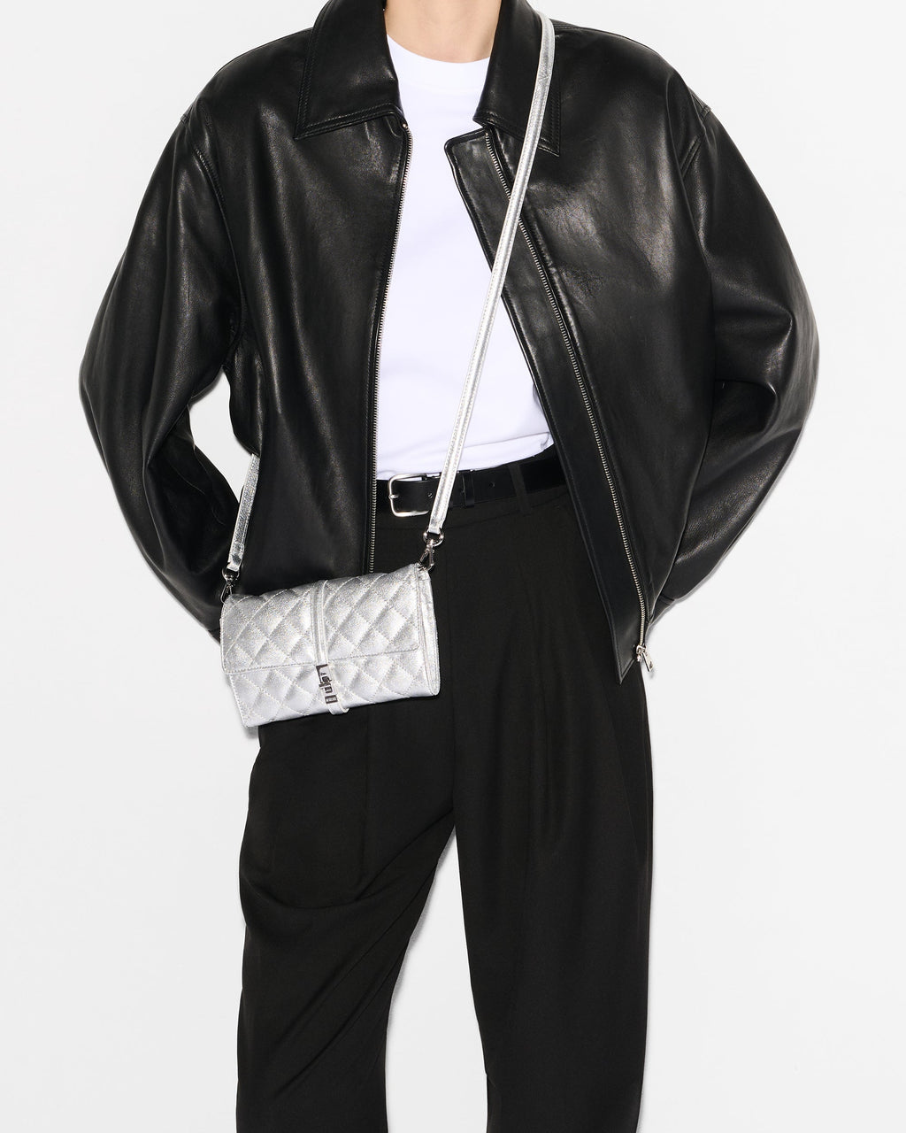 Silver Leather Astor Convertible Crossbody