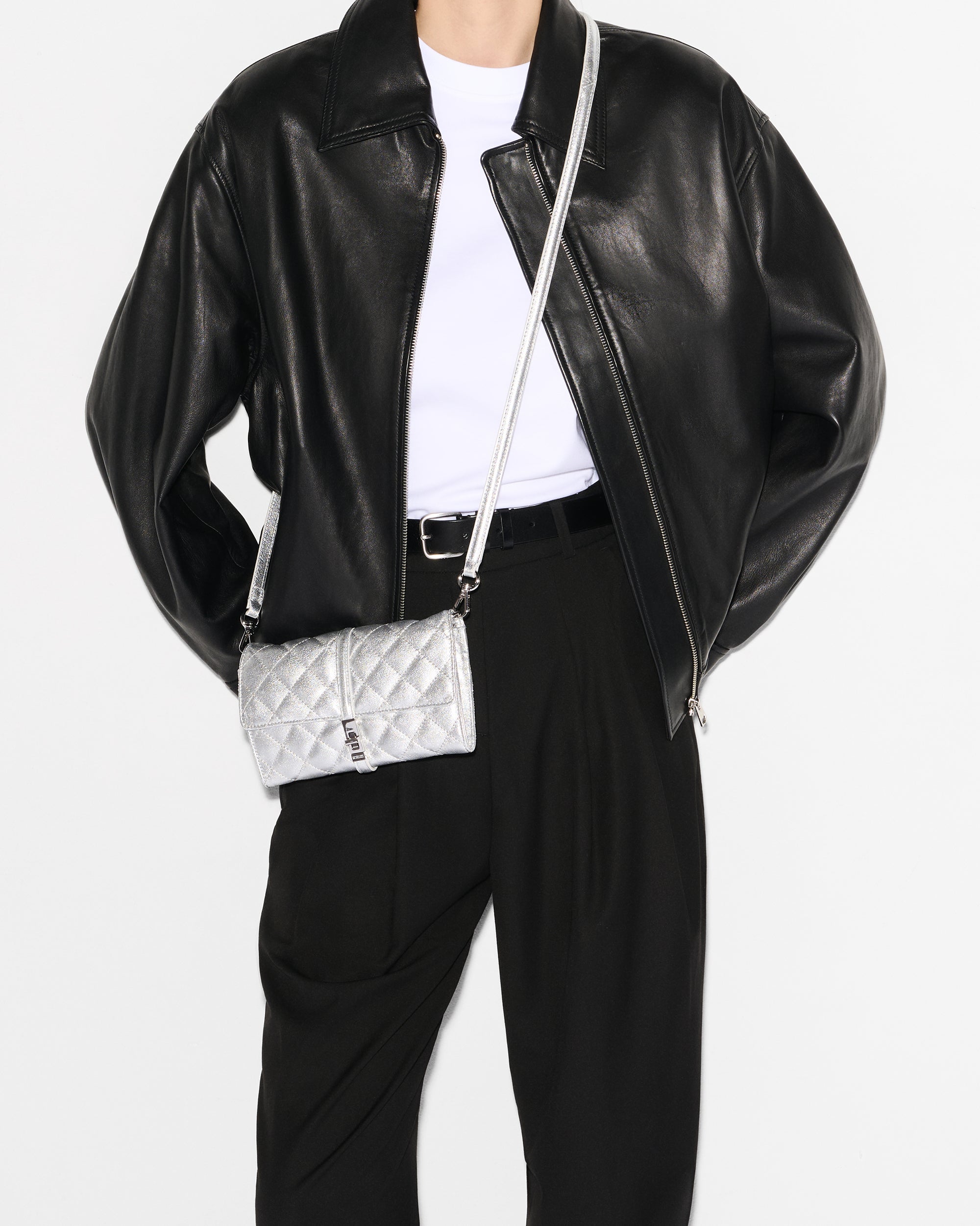 Silver Leather Astor Convertible Crossbody