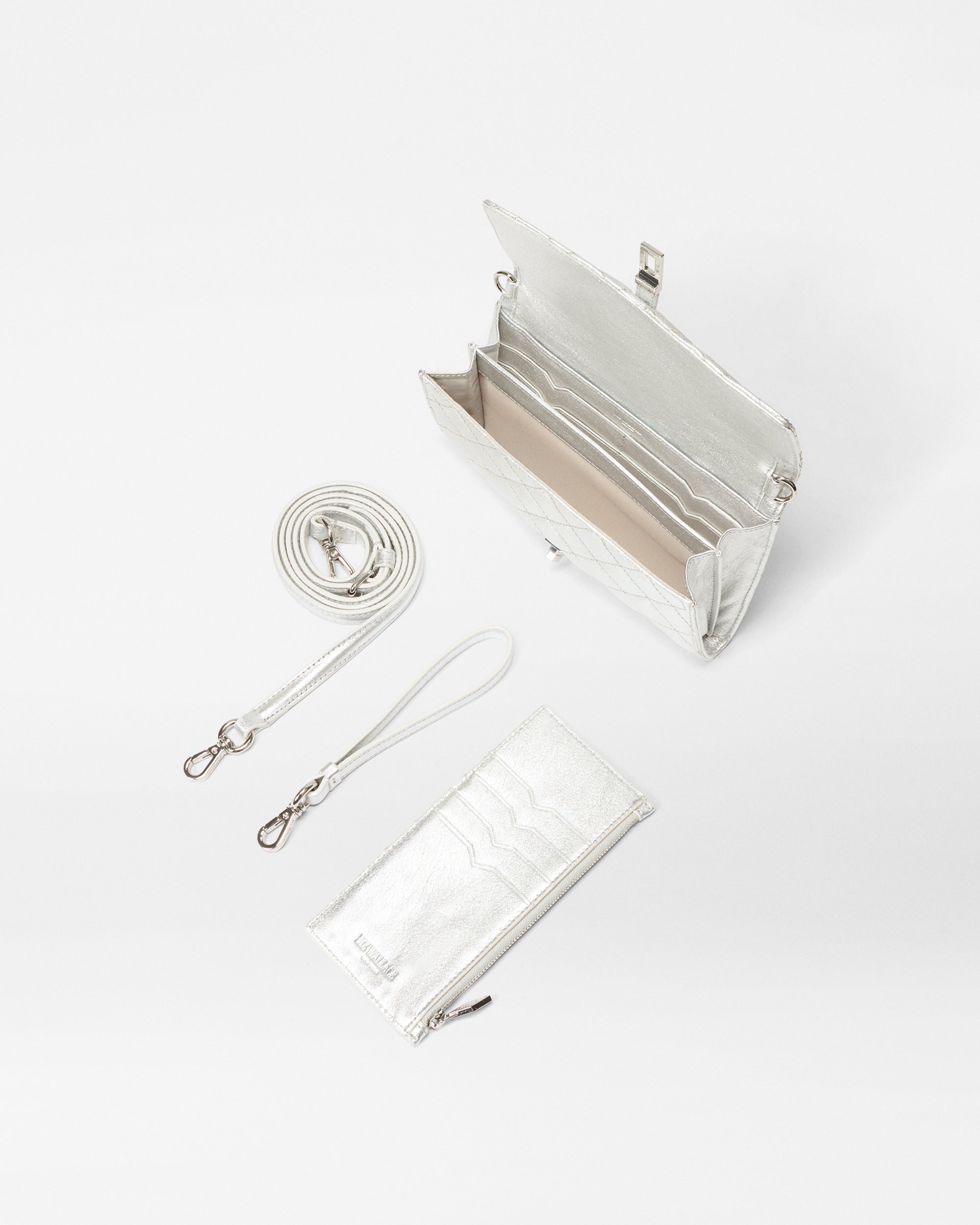 Silver Leather Astor Convertible Crossbody