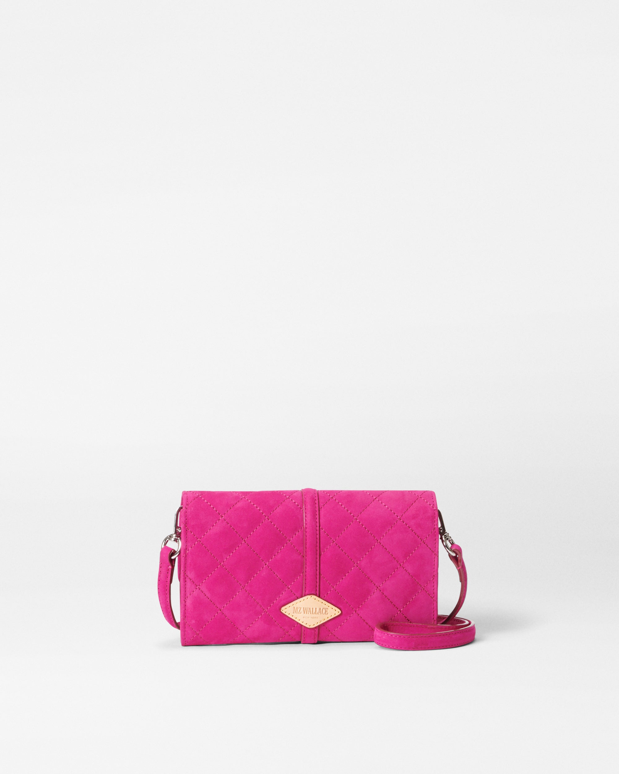 MZ Wallace Raspberry Red Nubuck Astor Convertible Crossbody Bag