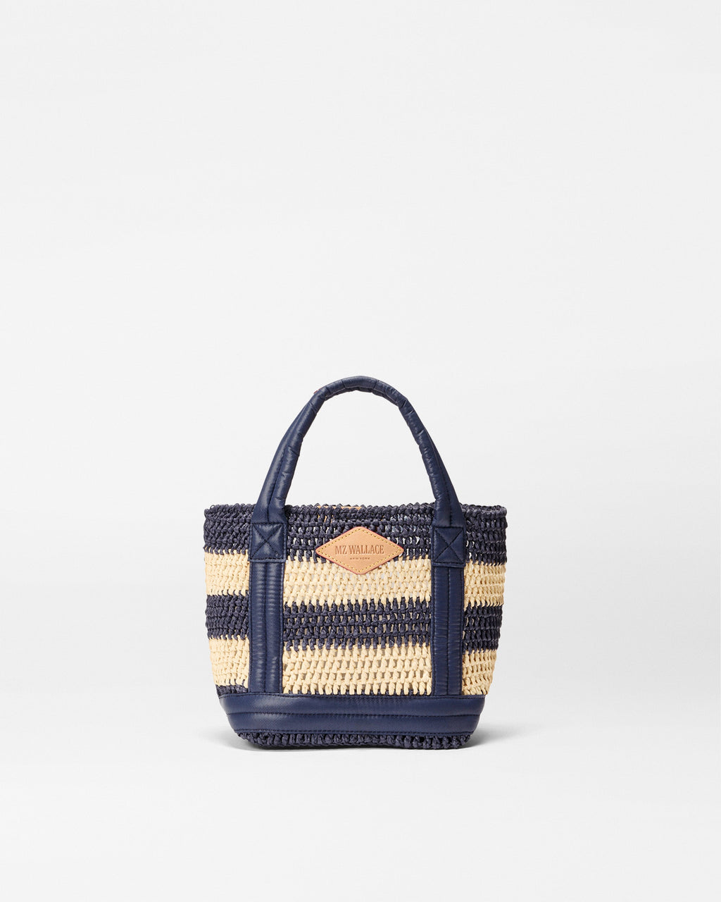 Navy/Natural Stripe Crochet Mini Crochet Tote