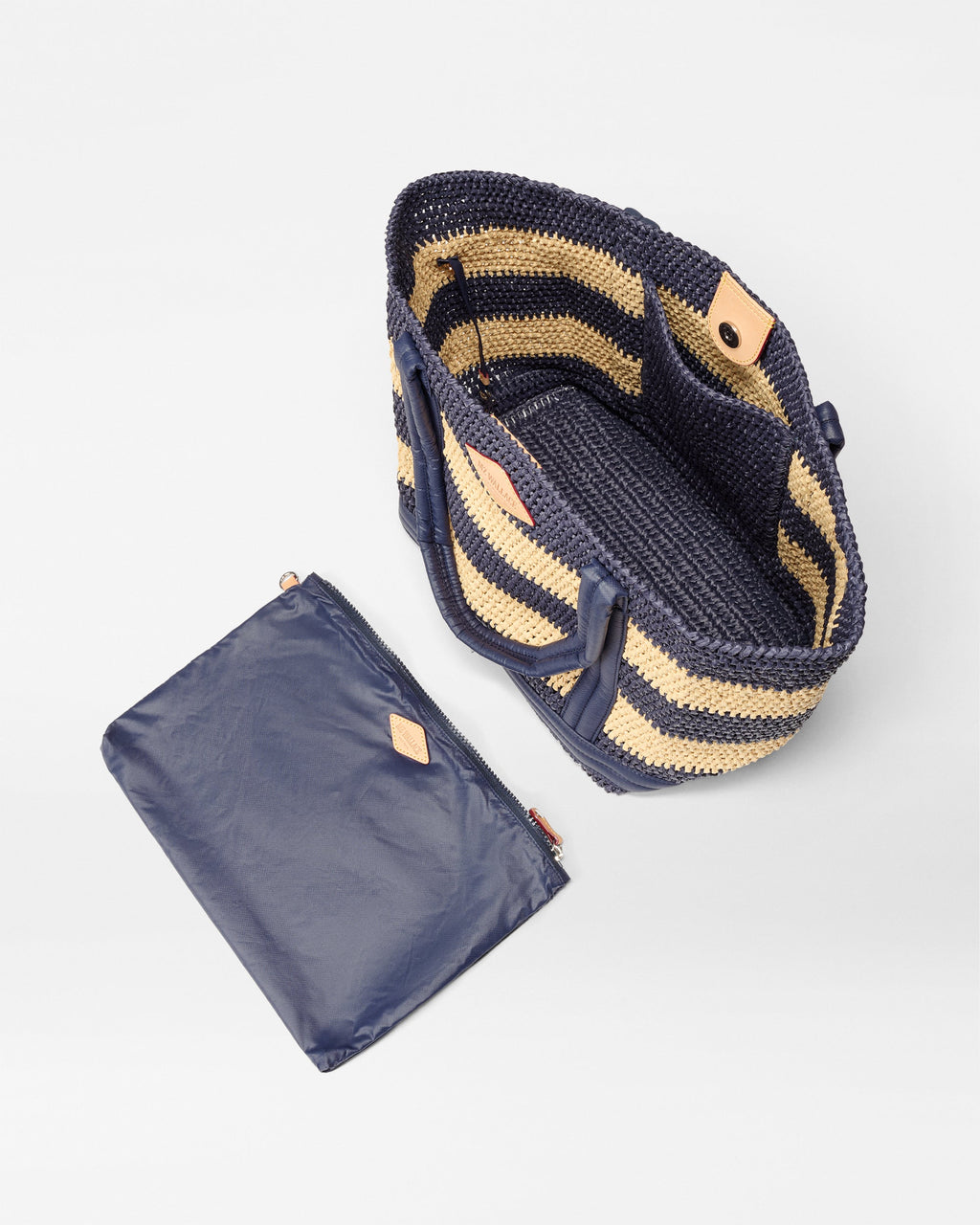 Navy/Natural Stripe Crochet Medium Crochet Tote