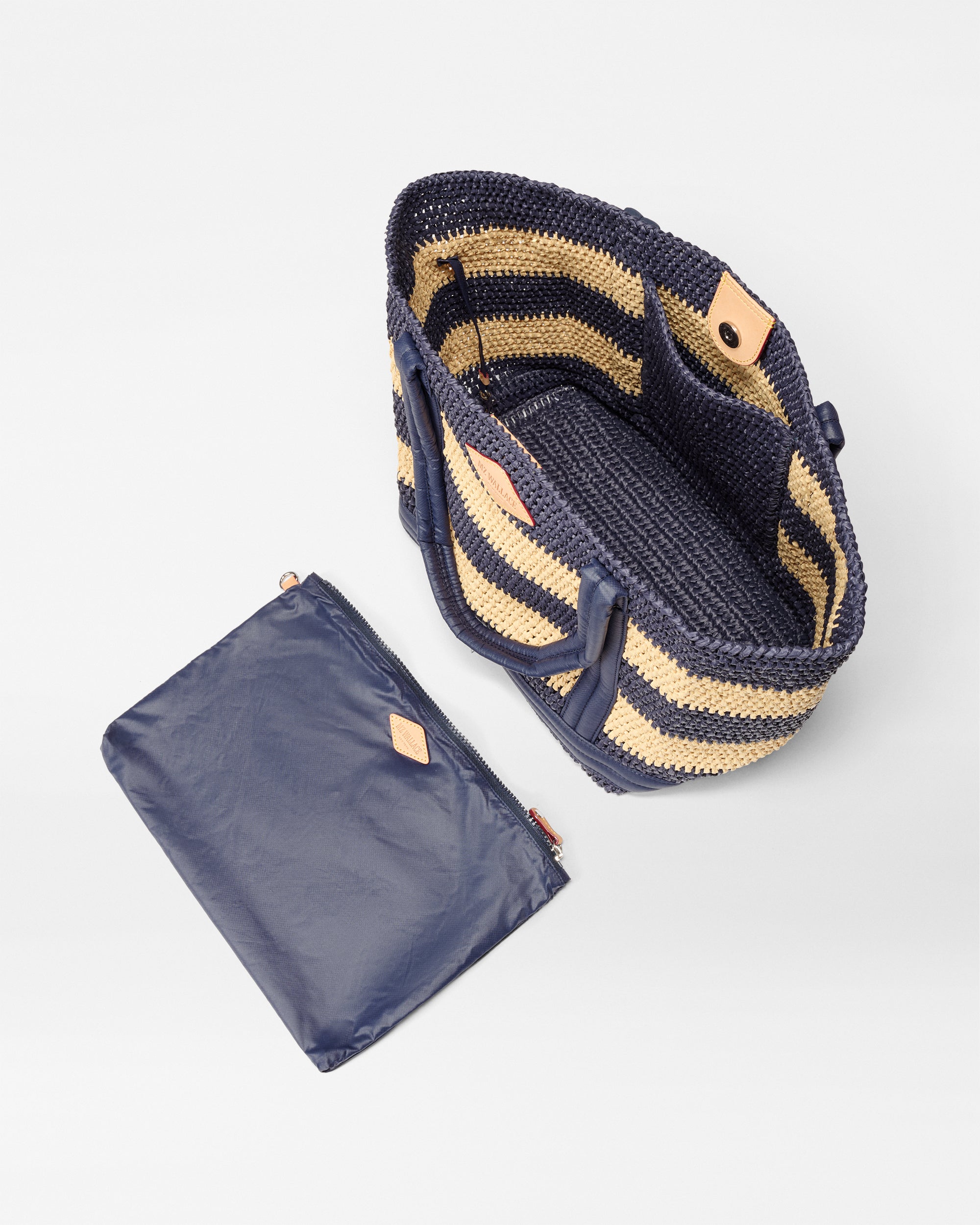 Navy/Natural Stripe Crochet Medium Crochet Tote