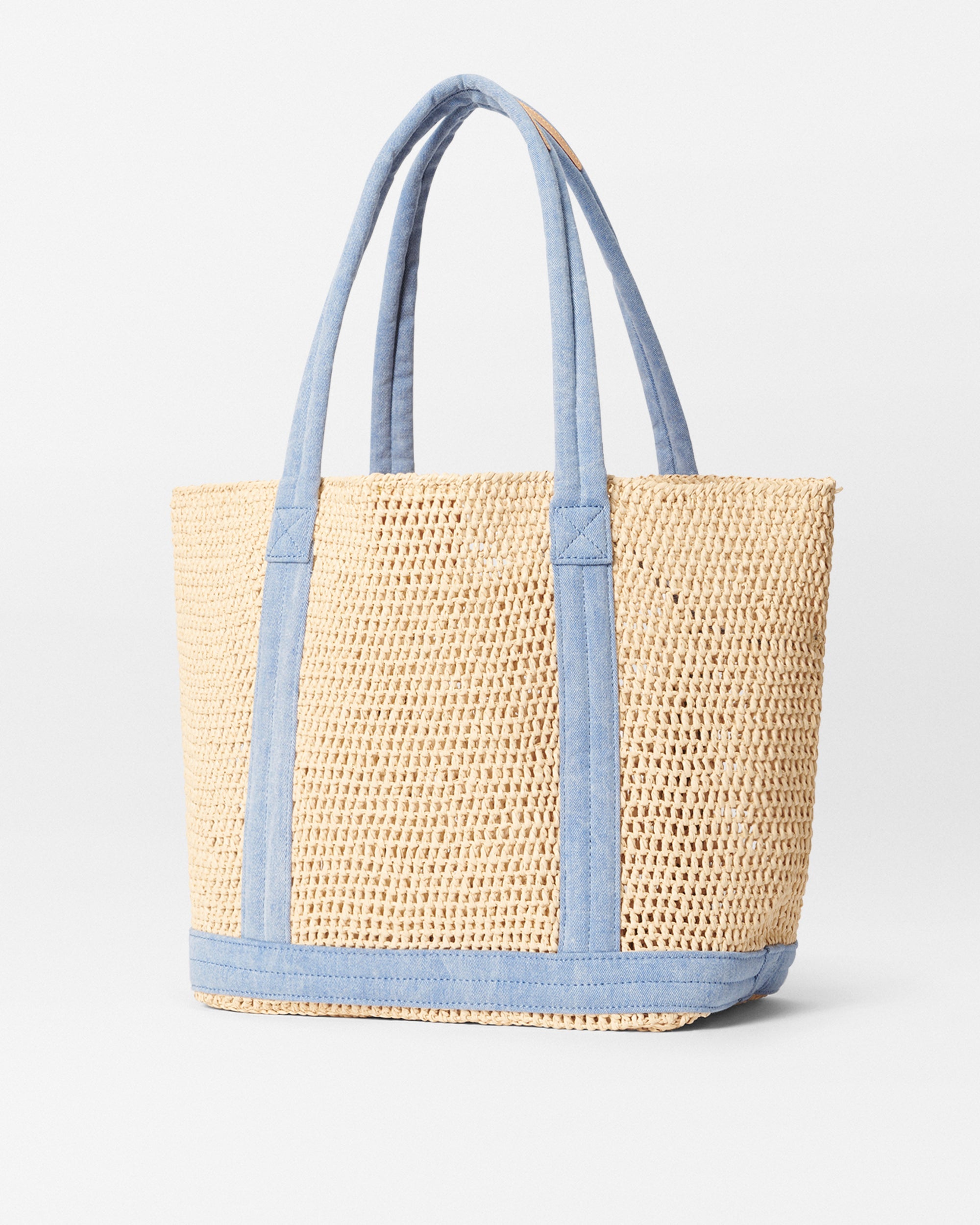 Crochet/Light Denim Medium Crochet Tote