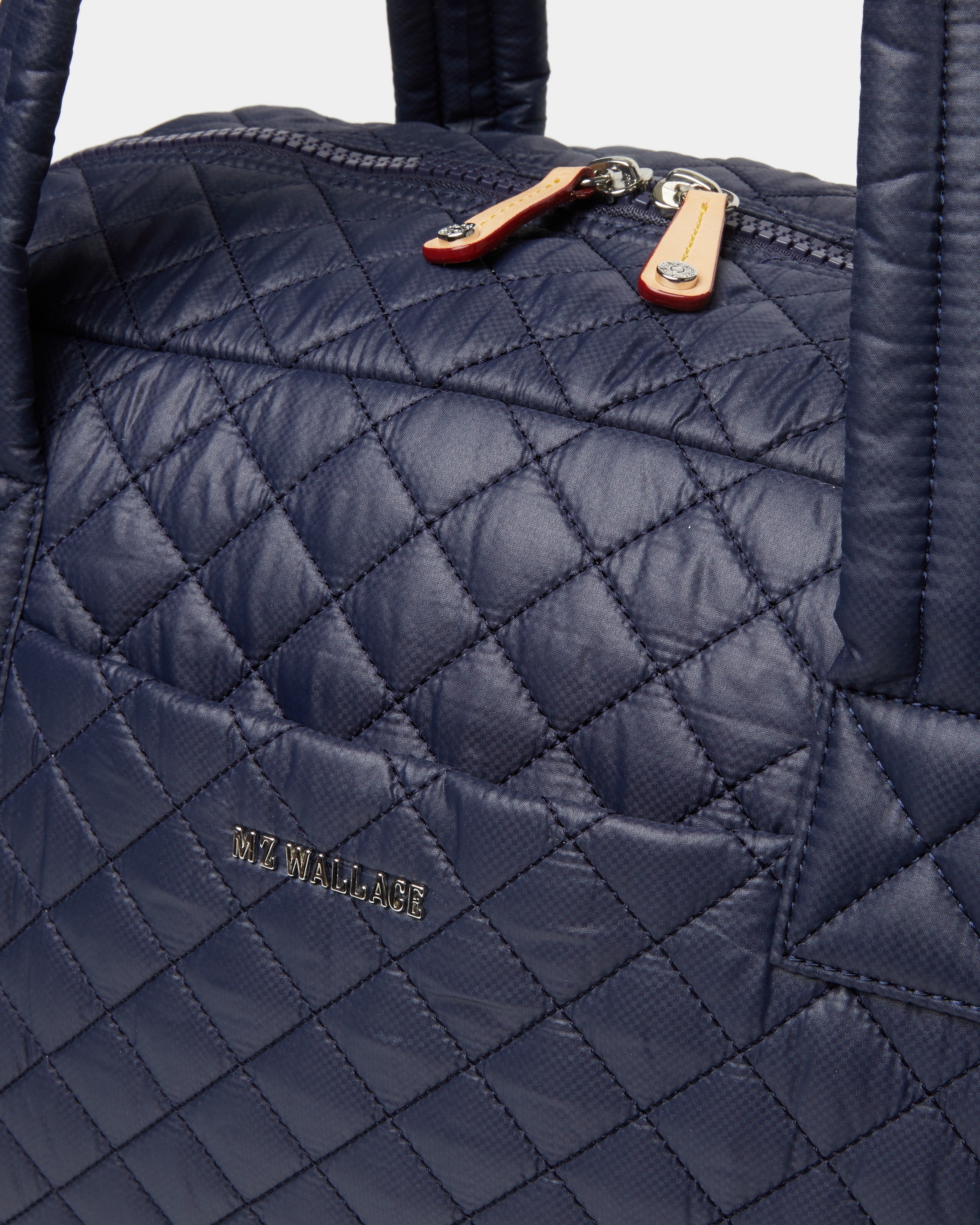 MZ Wallace Navy Blue Carry-On Travel Purse close up