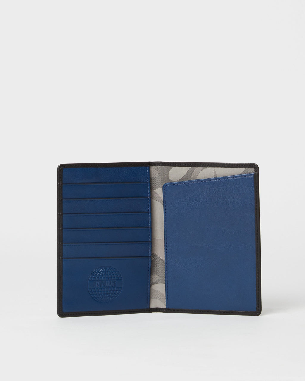 MZ Wallace Black Leather Travel Wallet open
