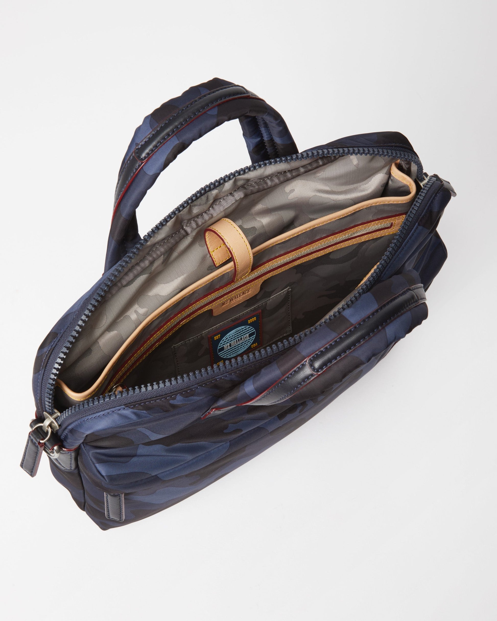 Dark Blue Camo Bedford Air Bleecker Slim Brief - MZ WALLACE